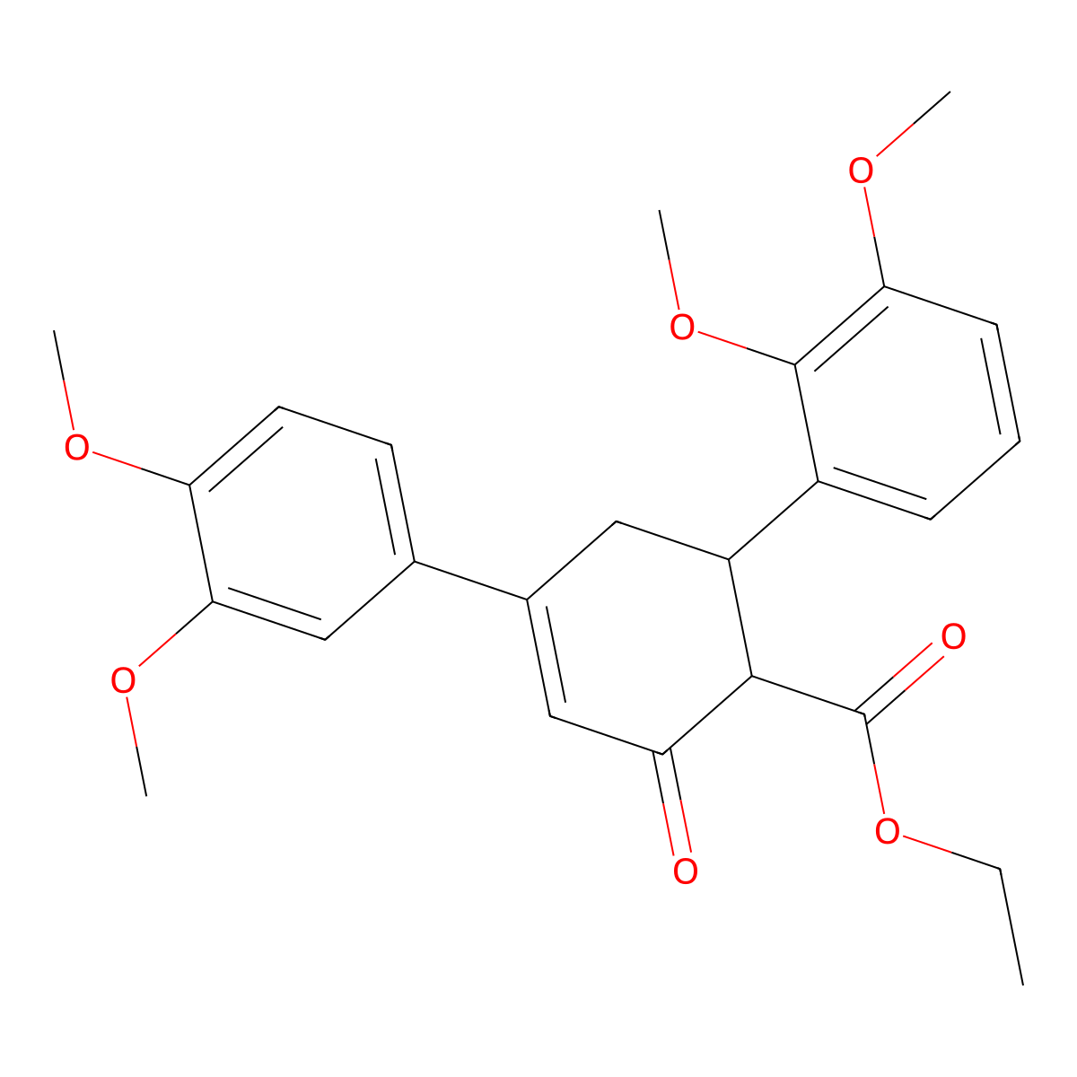 Ethyl 6-(2,3-dimethoxyphenyl)-4-(3,4-dimethoxyphenyl)-2-oxocyclohex-3-ene-1-carboxylate molecular structure, CAS 851716-28-4