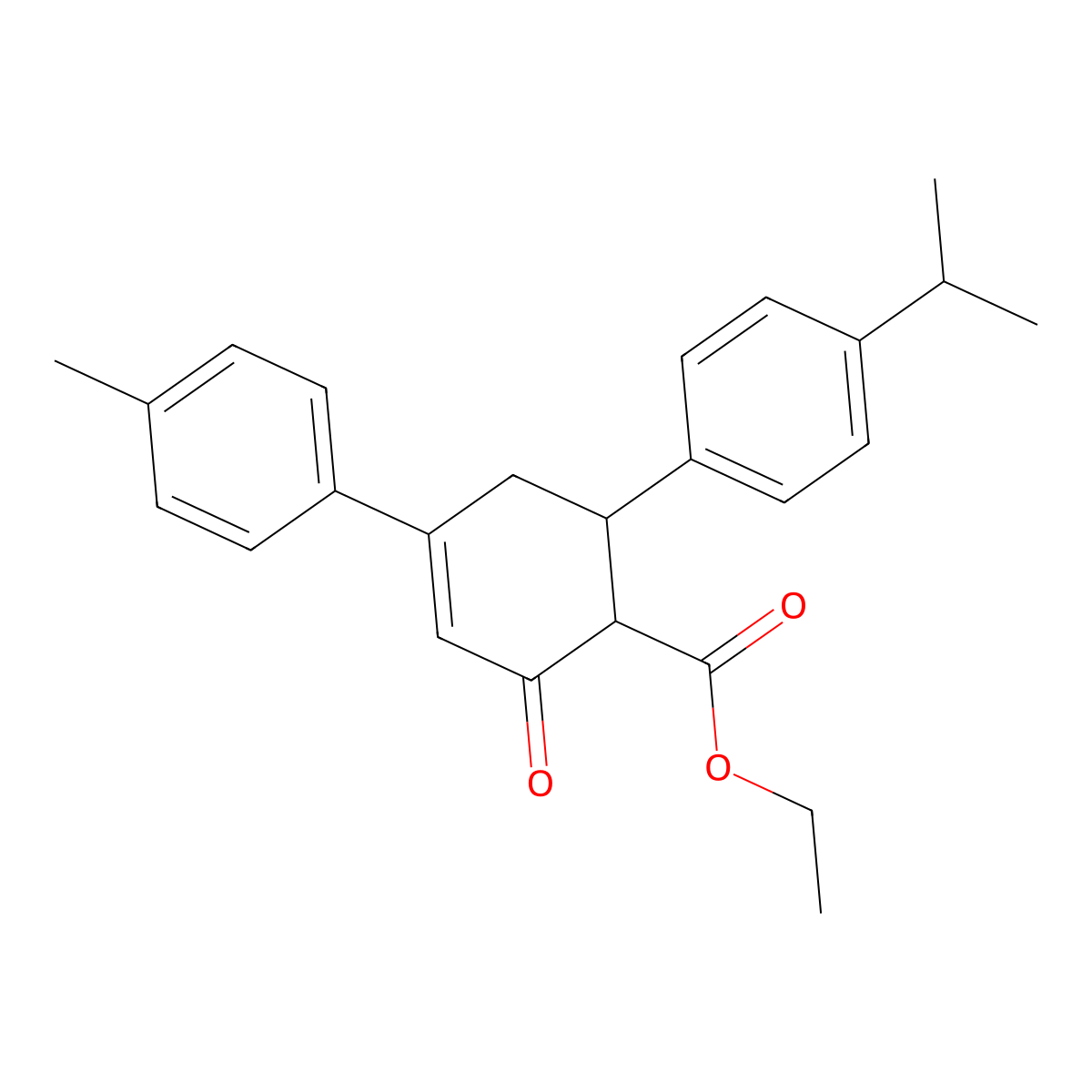 Ethyl 4-(4-methylphenyl)-2-oxo-6-(4-propan-2-ylphenyl)cyclohex-3-ene-1-carboxylate molecular structure, CAS 851716-37-5