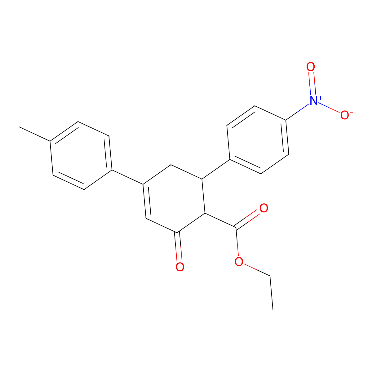 Ethyl 4-(4-methylphenyl)-6-(4-nitrophenyl)-2-oxocyclohex-3-ene-1-carboxylate molecular structure, CAS 851716-42-2