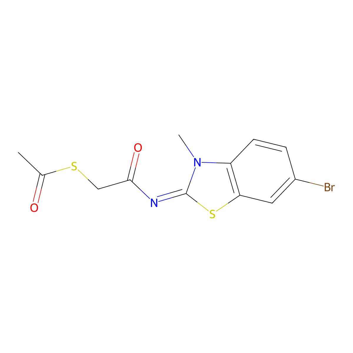 (Z)-S-(2-((6-bromo-3-methylbenzo[d]thiazol-2(3H)-ylidene)amino)-2-oxoethyl) ethanethioate molecular structure, CAS 851716-60-4