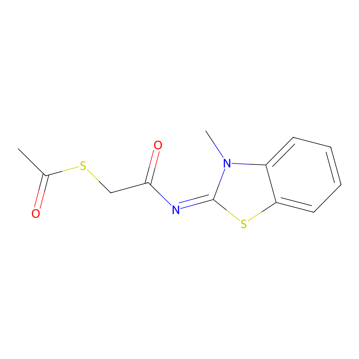 (Z)-S-(2-((3-methylbenzo[d]thiazol-2(3H)-ylidene)amino)-2-oxoethyl) ethanethioate molecular structure, CAS 851716-67-1