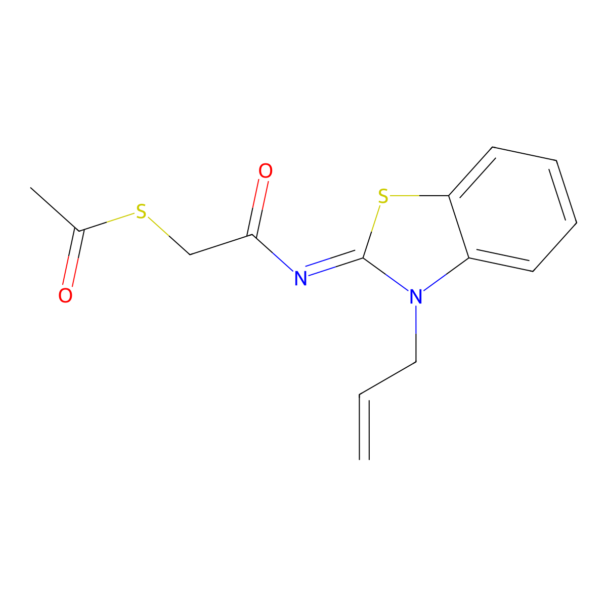 (Z)-S-(2-((3-allylbenzo[d]thiazol-2(3H)-ylidene)amino)-2-oxoethyl) ethanethioate molecular structure, CAS 851716-70-6