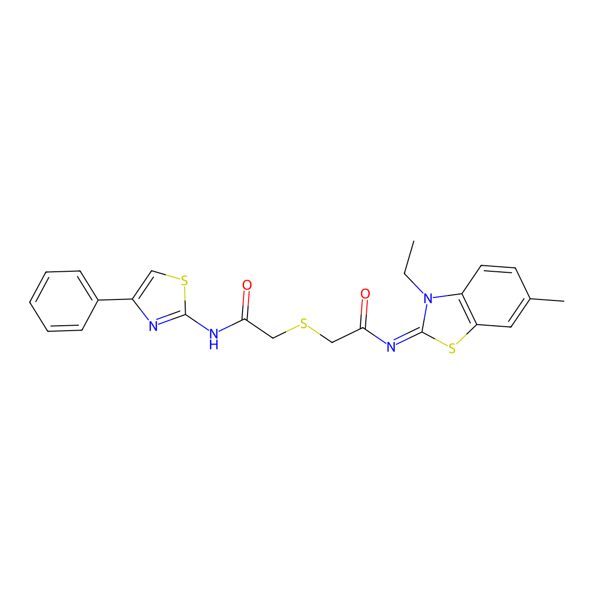 (Z)-N-(3-ethyl-6-methylbenzo[d]thiazol-2(3H)-ylidene)-2-((2-oxo-2-((4-phenylthiazol-2-yl)amino)ethyl)thio)acetamide molecular structure, CAS 851716-74-0
