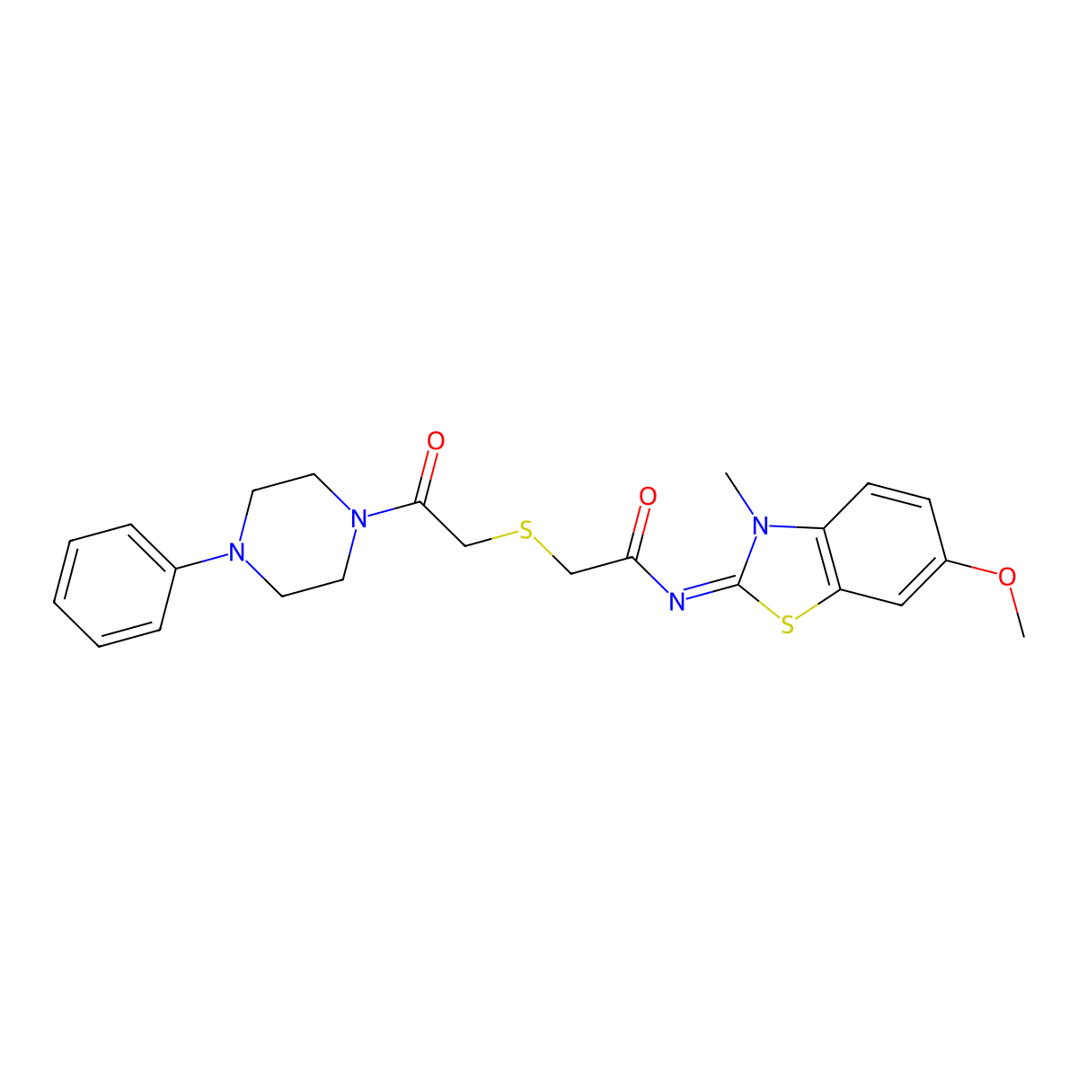 (Z)-N-(6-methoxy-3-methylbenzo[d]thiazol-2(3H)-ylidene)-2-((2-oxo-2-(4-phenylpiperazin-1-yl)ethyl)thio)acetamide molecular structure, CAS 851716-80-8