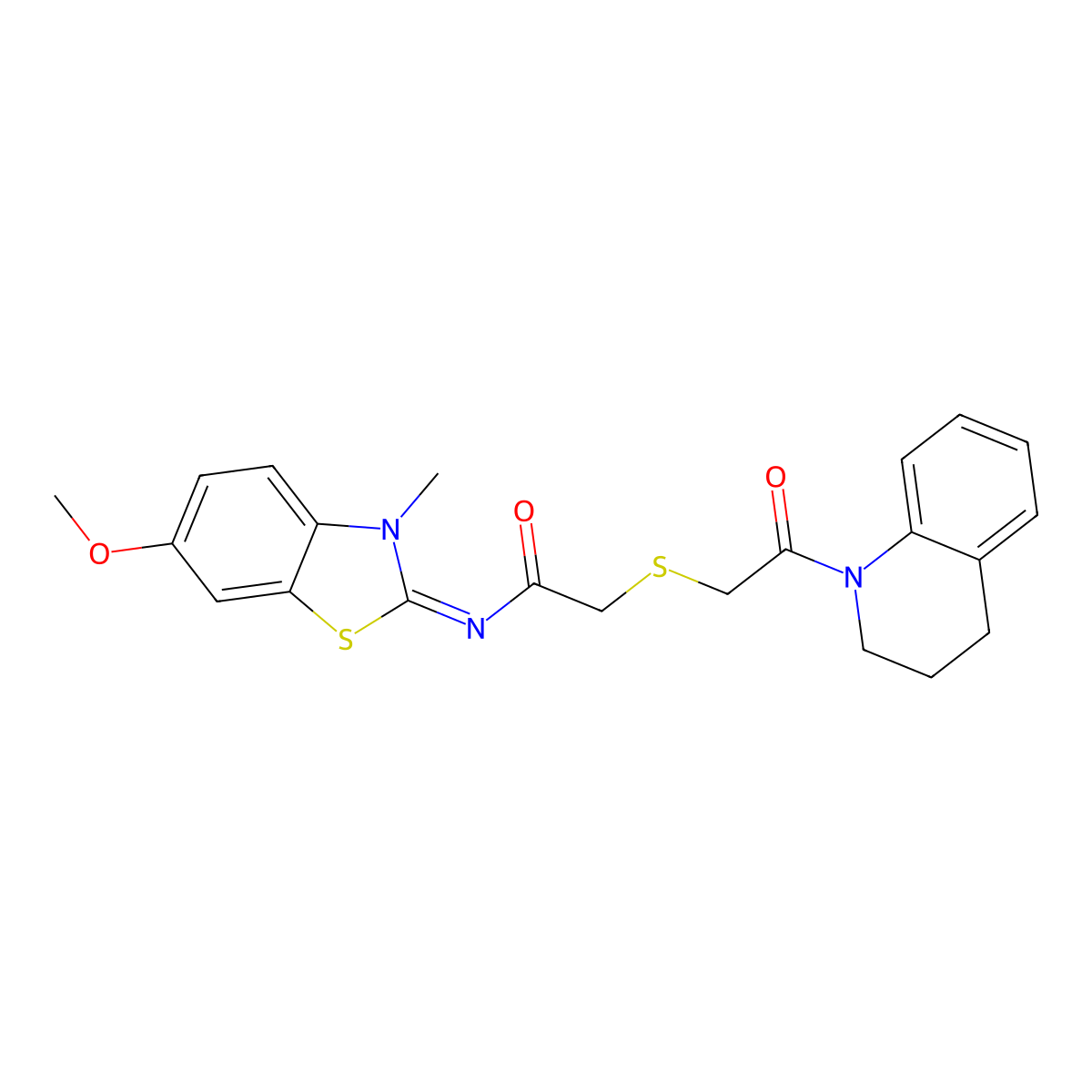 (Z)-2-((2-(3,4-dihydroquinolin-1(2H)-yl)-2-oxoethyl)thio)-N-(6-methoxy-3-methylbenzo[d]thiazol-2(3H)-ylidene)acetamide molecular structure, CAS 851716-84-2