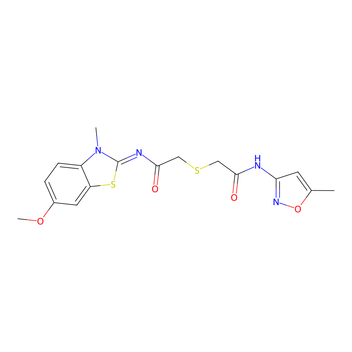 (Z)-N-(6-methoxy-3-methylbenzo[d]thiazol-2(3H)-ylidene)-2-((2-((5-methylisoxazol-3-yl)amino)-2-oxoethyl)thio)acetamide molecular structure, CAS 851716-86-4
