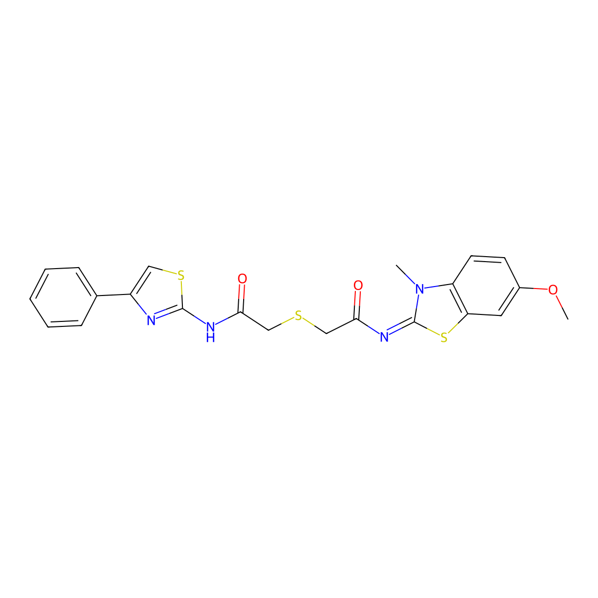 (Z)-N-(6-methoxy-3-methylbenzo[d]thiazol-2(3H)-ylidene)-2-((2-oxo-2-((4-phenylthiazol-2-yl)amino)ethyl)thio)acetamide molecular structure, CAS 851716-87-5