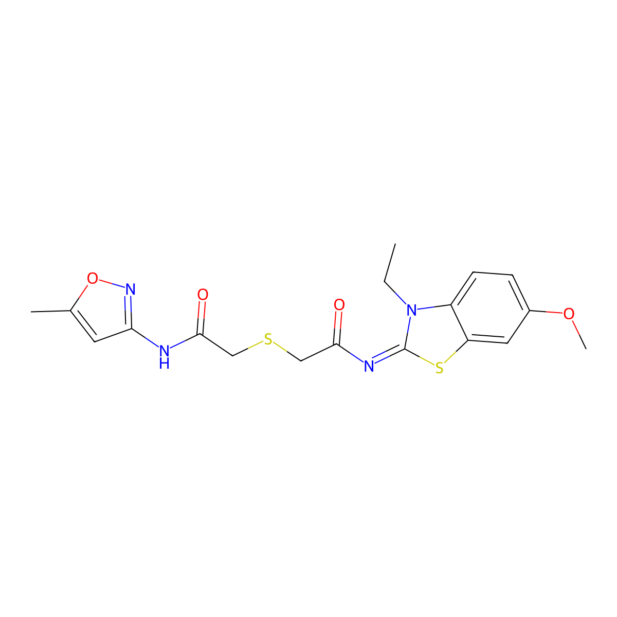 (Z)-N-(3-ethyl-6-methoxybenzo[d]thiazol-2(3H)-ylidene)-2-((2-((5-methylisoxazol-3-yl)amino)-2-oxoethyl)thio)acetamide molecular structure, CAS 851716-88-6