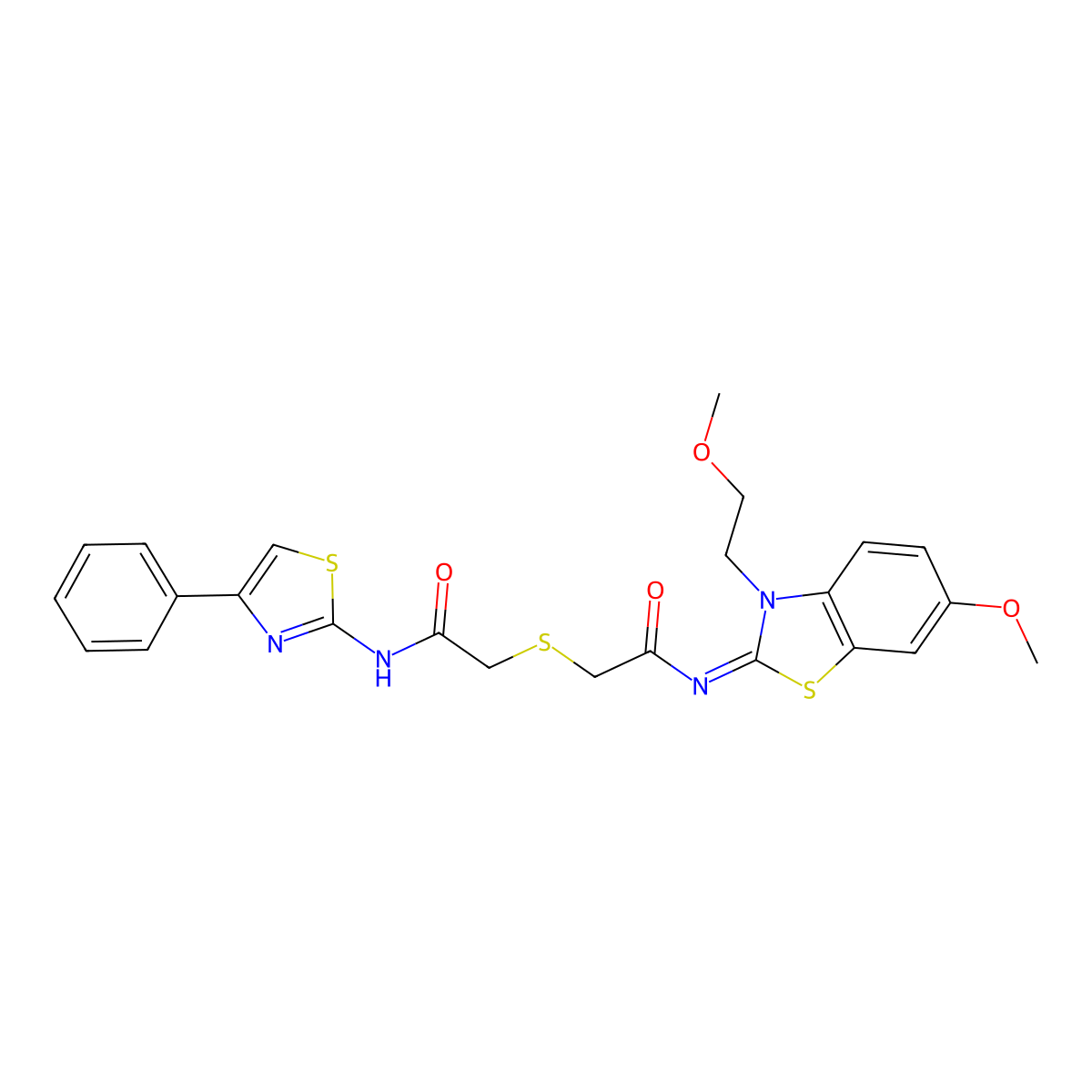 (Z)-N-(6-methoxy-3-(2-methoxyethyl)benzo[d]thiazol-2(3H)-ylidene)-2-((2-oxo-2-((4-phenylthiazol-2-yl)amino)ethyl)thio)acetamide molecular structure, CAS 851716-95-5