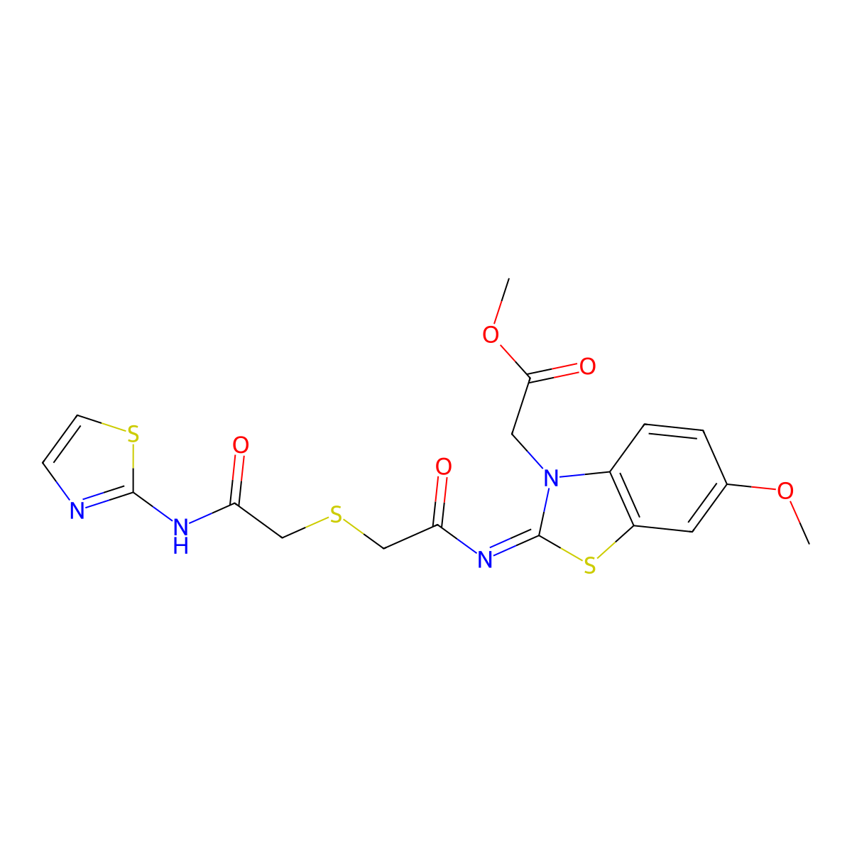 (Z)-methyl 2-(6-methoxy-2-((2-((2-oxo-2-(thiazol-2-ylamino)ethyl)thio)acetyl)imino)benzo[d]thiazol-3(2H)-yl)acetate molecular structure, CAS 851717-01-6