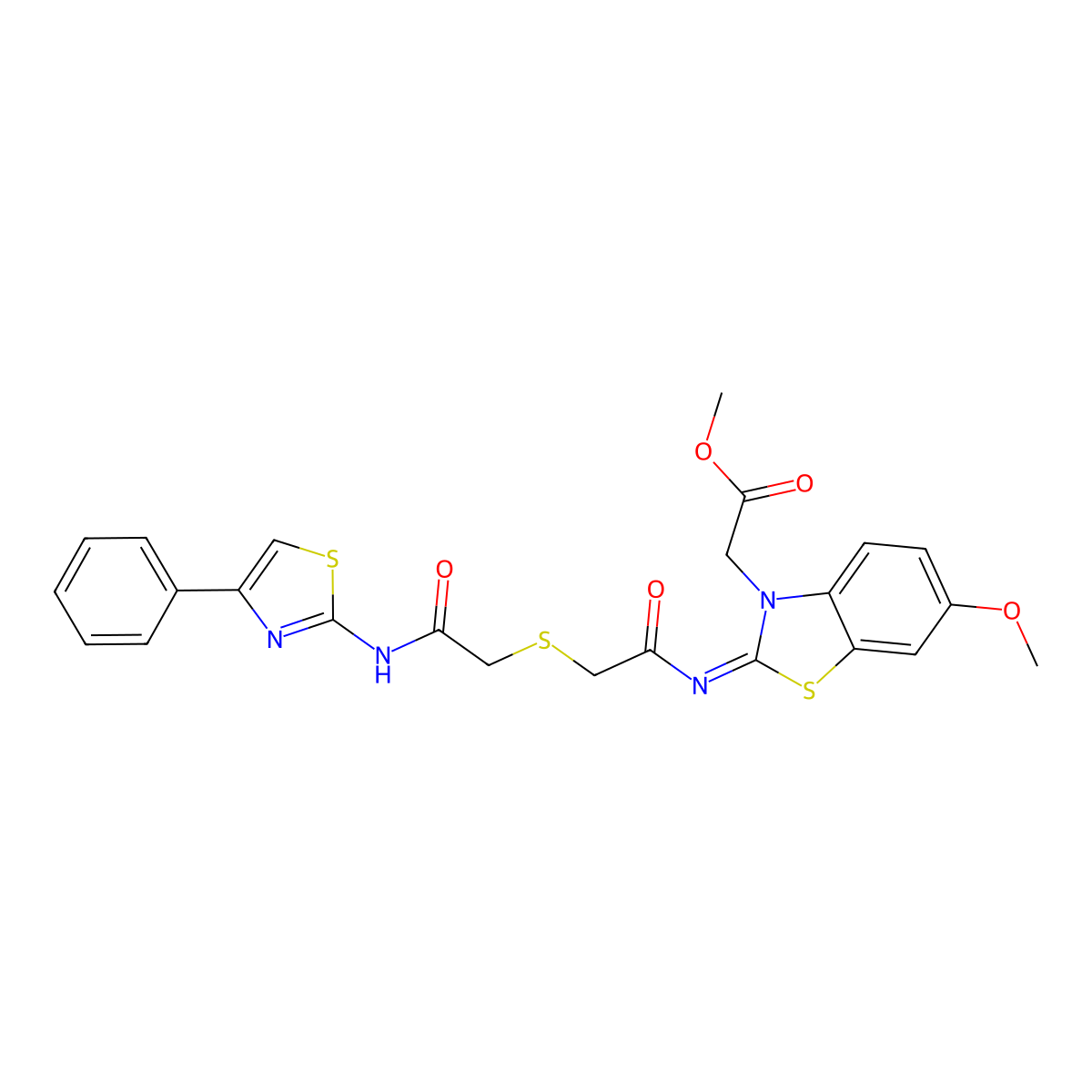 (Z)-methyl 2-(6-methoxy-2-((2-((2-oxo-2-((4-phenylthiazol-2-yl)amino)ethyl)thio)acetyl)imino)benzo[d]thiazol-3(2H)-yl)acetate molecular structure, CAS 851717-03-8