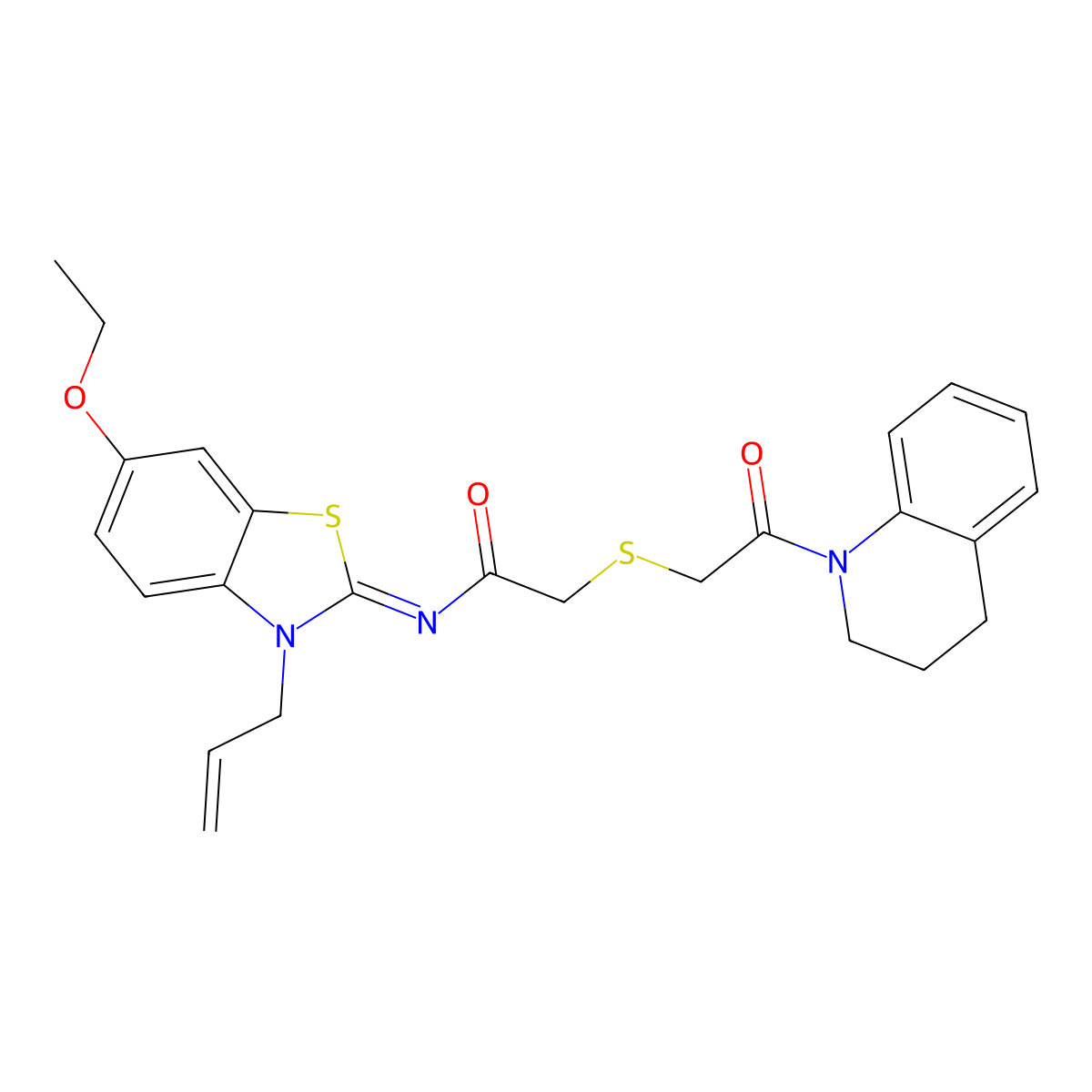(Z)-N-(3-allyl-6-ethoxybenzo[d]thiazol-2(3H)-ylidene)-2-((2-(3,4-dihydroquinolin-1(2H)-yl)-2-oxoethyl)thio)acetamide molecular structure, CAS 851717-04-9