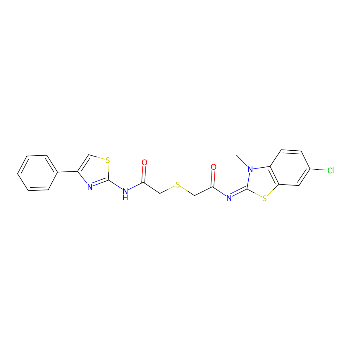 (Z)-N-(6-chloro-3-methylbenzo[d]thiazol-2(3H)-ylidene)-2-((2-oxo-2-((4-phenylthiazol-2-yl)amino)ethyl)thio)acetamide molecular structure, CAS 851717-07-2