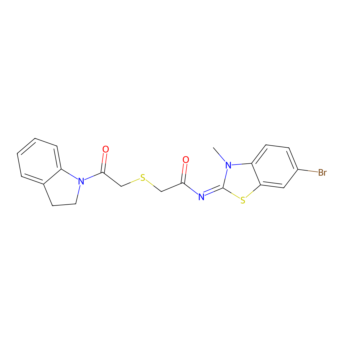 (Z)-N-(6-bromo-3-methylbenzo[d]thiazol-2(3H)-ylidene)-2-((2-(indolin-1-yl)-2-oxoethyl)thio)acetamide molecular structure, CAS 851717-12-9
