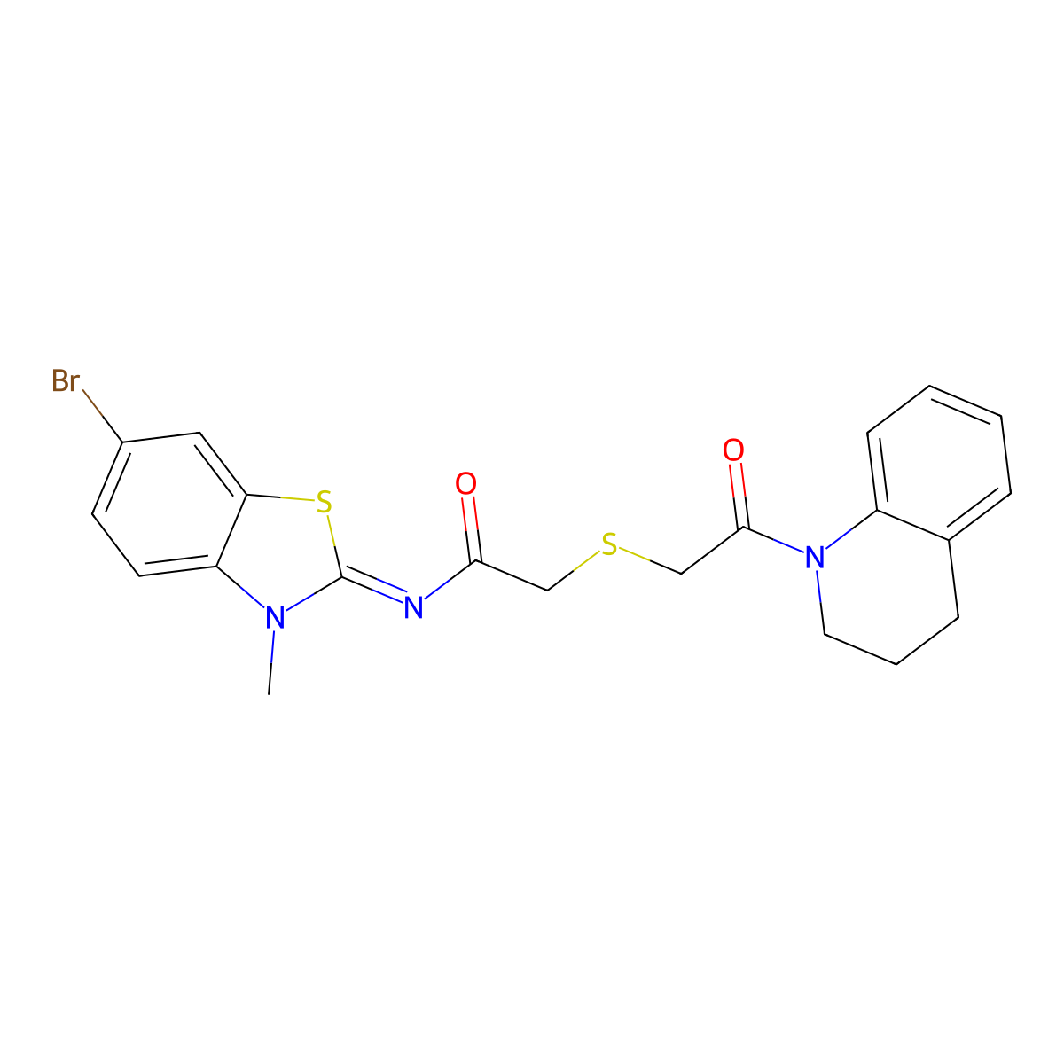 (Z)-N-(6-bromo-3-methylbenzo[d]thiazol-2(3H)-ylidene)-2-((2-(3,4-dihydroquinolin-1(2H)-yl)-2-oxoethyl)thio)acetamide molecular structure, CAS 851717-13-0