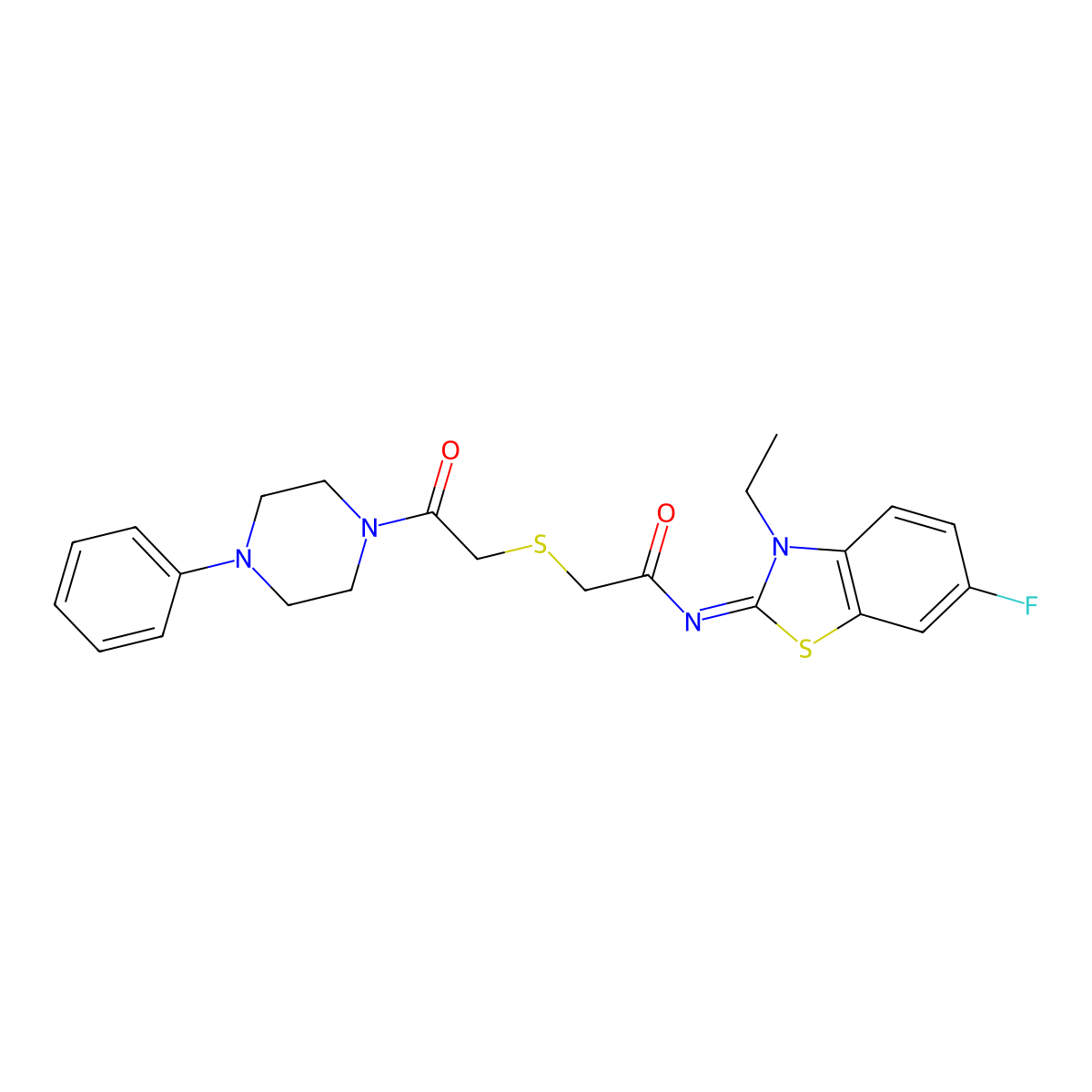 (Z)-N-(3-ethyl-6-fluorobenzo[d]thiazol-2(3H)-ylidene)-2-((2-oxo-2-(4-phenylpiperazin-1-yl)ethyl)thio)acetamide molecular structure, CAS 851717-16-3