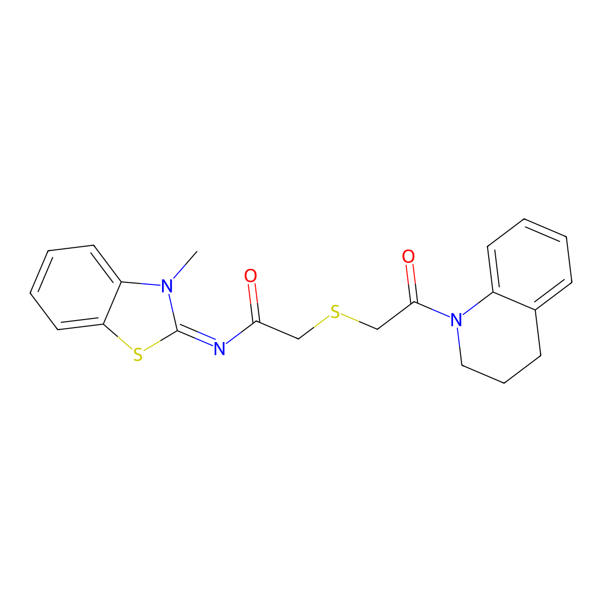 (Z)-2-((2-(3,4-dihydroquinolin-1(2H)-yl)-2-oxoethyl)thio)-N-(3-methylbenzo[d]thiazol-2(3H)-ylidene)acetamide molecular structure, CAS 851717-26-5