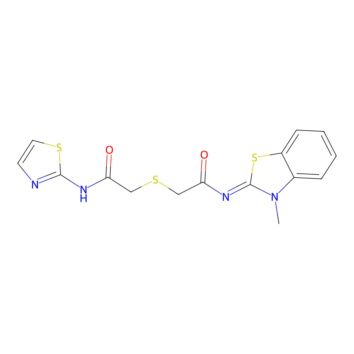 (Z)-N-(3-methylbenzo[d]thiazol-2(3H)-ylidene)-2-((2-oxo-2-(thiazol-2-ylamino)ethyl)thio)acetamide molecular structure, CAS 851717-27-6