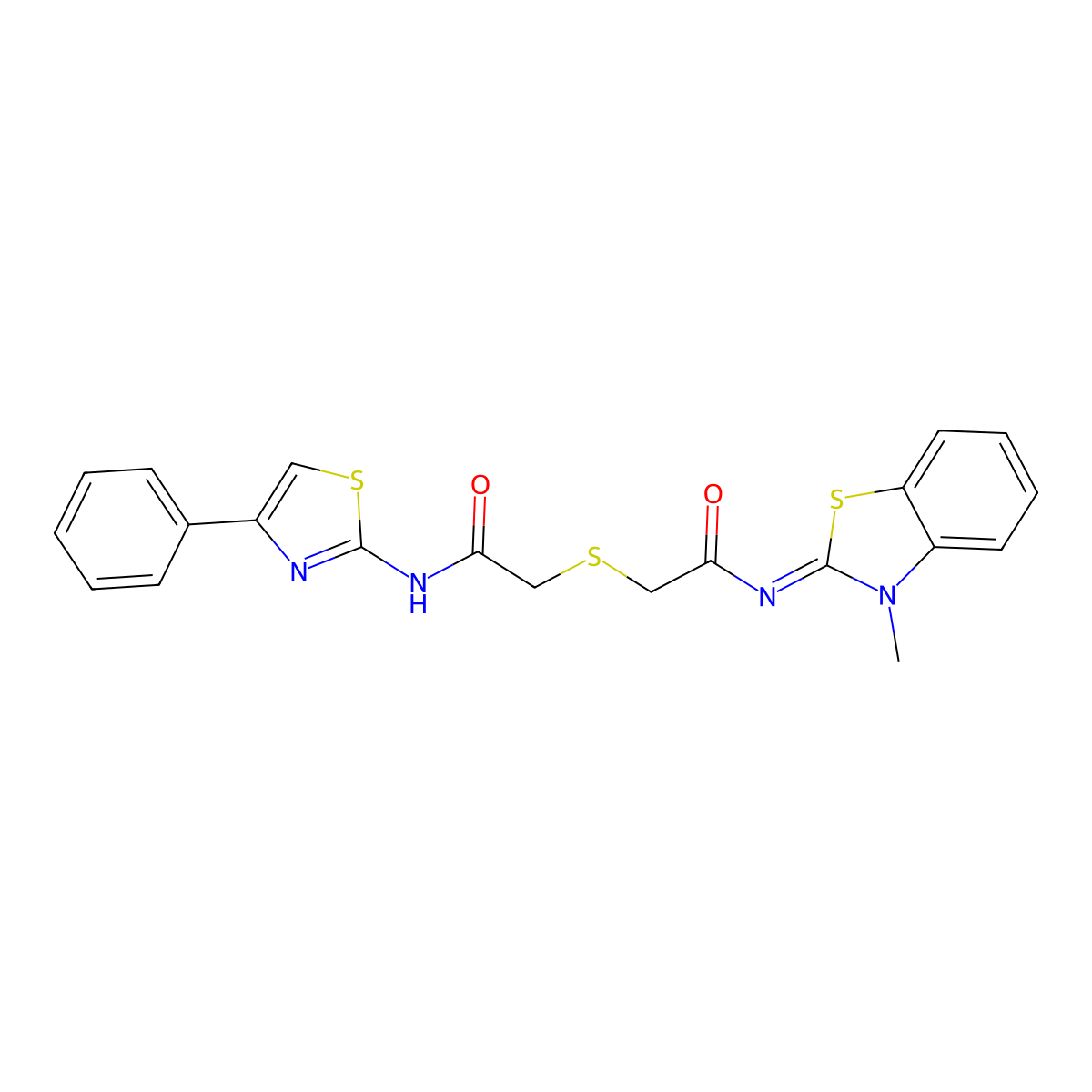 (Z)-N-(3-methylbenzo[d]thiazol-2(3H)-ylidene)-2-((2-oxo-2-((4-phenylthiazol-2-yl)amino)ethyl)thio)acetamide molecular structure, CAS 851717-29-8