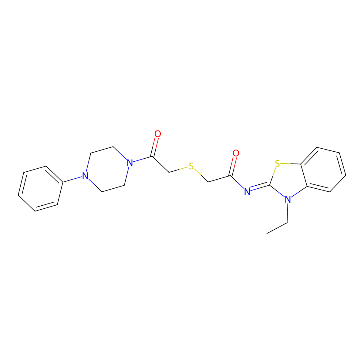 (Z)-N-(3-ethylbenzo[d]thiazol-2(3H)-ylidene)-2-((2-oxo-2-(4-phenylpiperazin-1-yl)ethyl)thio)acetamide molecular structure, CAS 851717-31-2