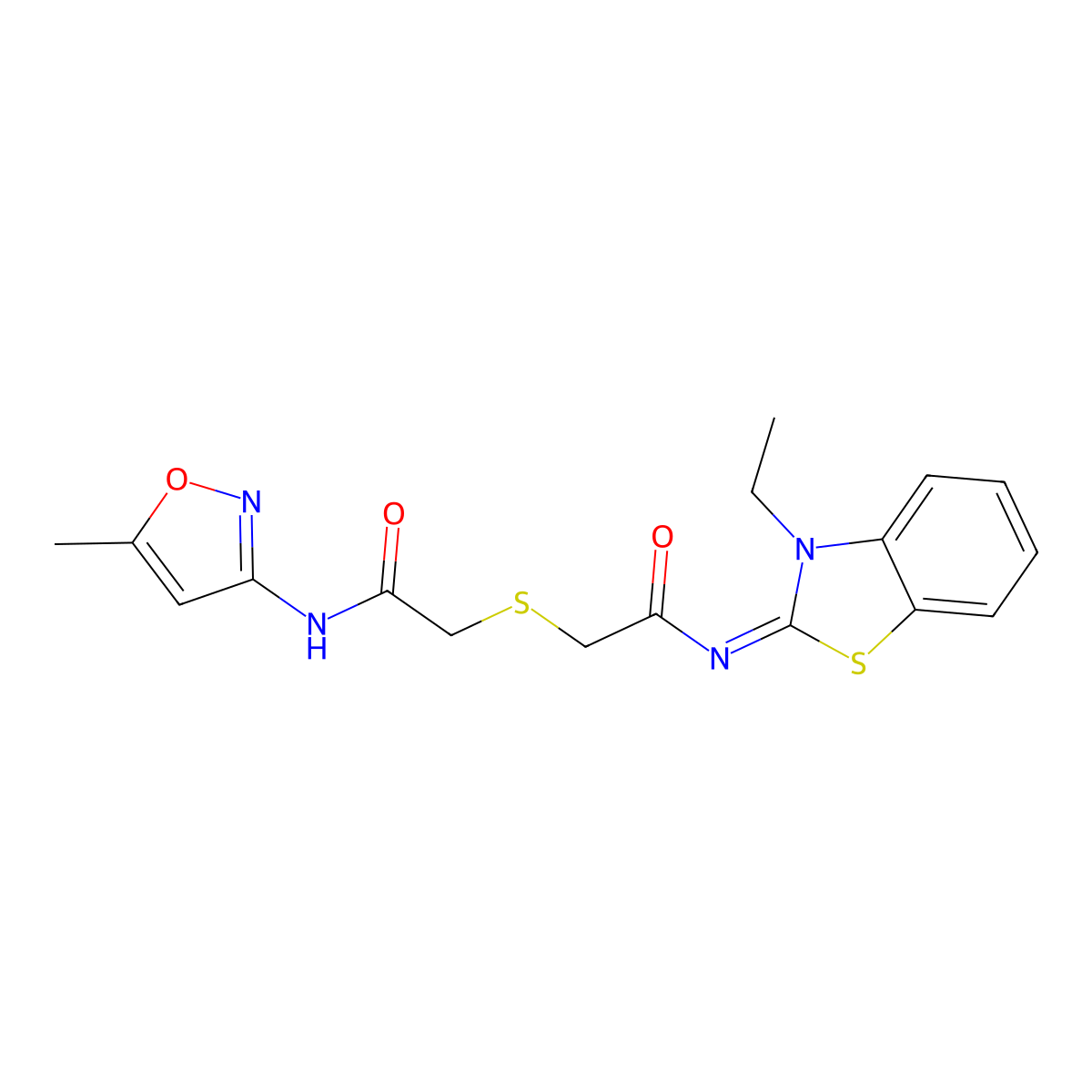 (Z)-N-(3-ethylbenzo[d]thiazol-2(3H)-ylidene)-2-((2-((5-methylisoxazol-3-yl)amino)-2-oxoethyl)thio)acetamide molecular structure, CAS 851717-34-5