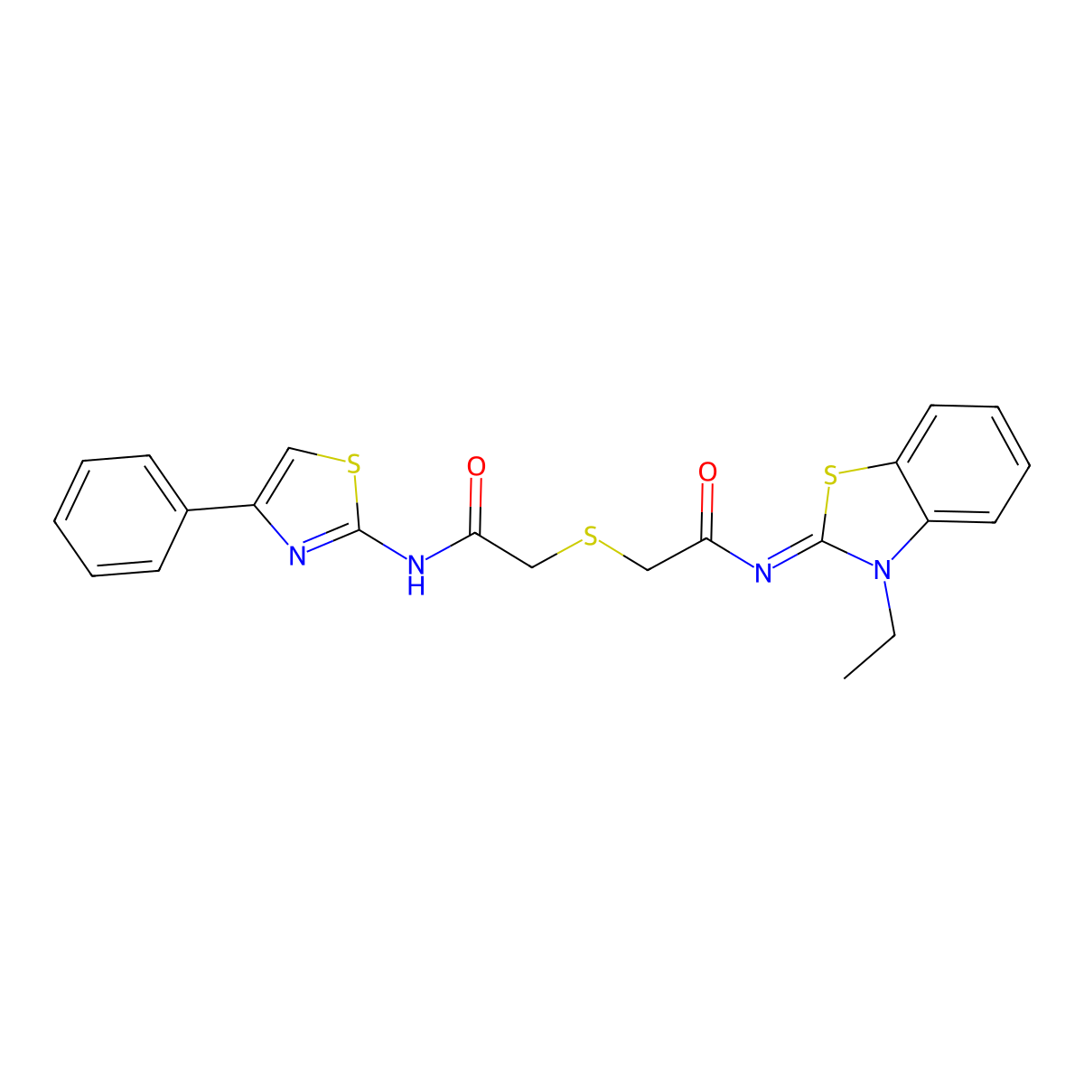 (Z)-N-(3-ethylbenzo[d]thiazol-2(3H)-ylidene)-2-((2-oxo-2-((4-phenylthiazol-2-yl)amino)ethyl)thio)acetamide molecular structure, CAS 851717-35-6