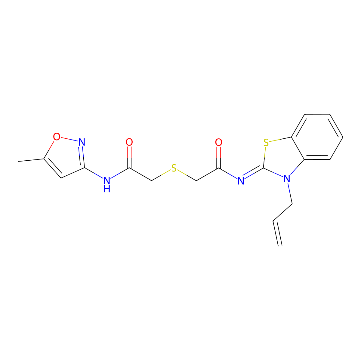 (Z)-N-(3-allylbenzo[d]thiazol-2(3H)-ylidene)-2-((2-((5-methylisoxazol-3-yl)amino)-2-oxoethyl)thio)acetamide molecular structure, CAS 851717-36-7