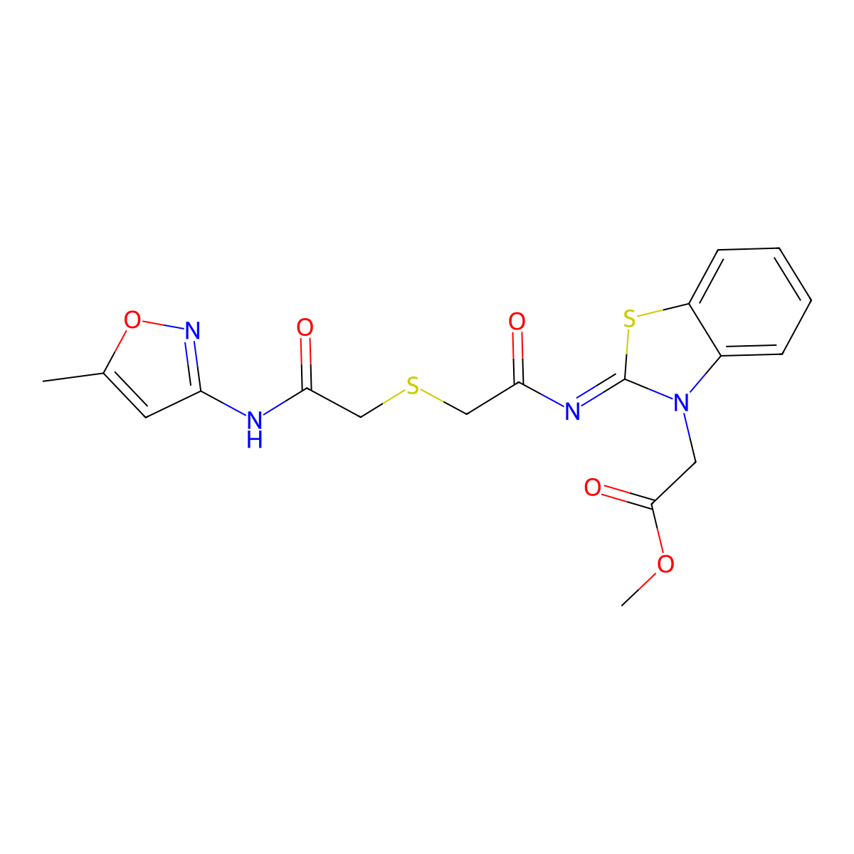 (Z)-methyl 2-(2-((2-((2-((5-methylisoxazol-3-yl)amino)-2-oxoethyl)thio)acetyl)imino)benzo[d]thiazol-3(2H)-yl)acetate molecular structure, CAS 851717-48-1