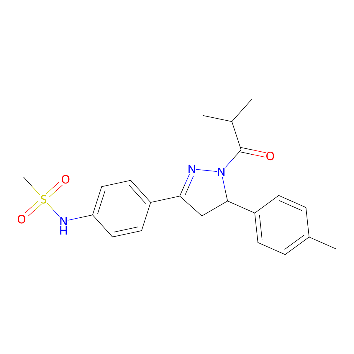 N-(4-(1-isobutyryl-5-(p-tolyl)-4,5-dihydro-1H-pyrazol-3-yl)phenyl)methanesulfonamide molecular structure, CAS 851717-50-5