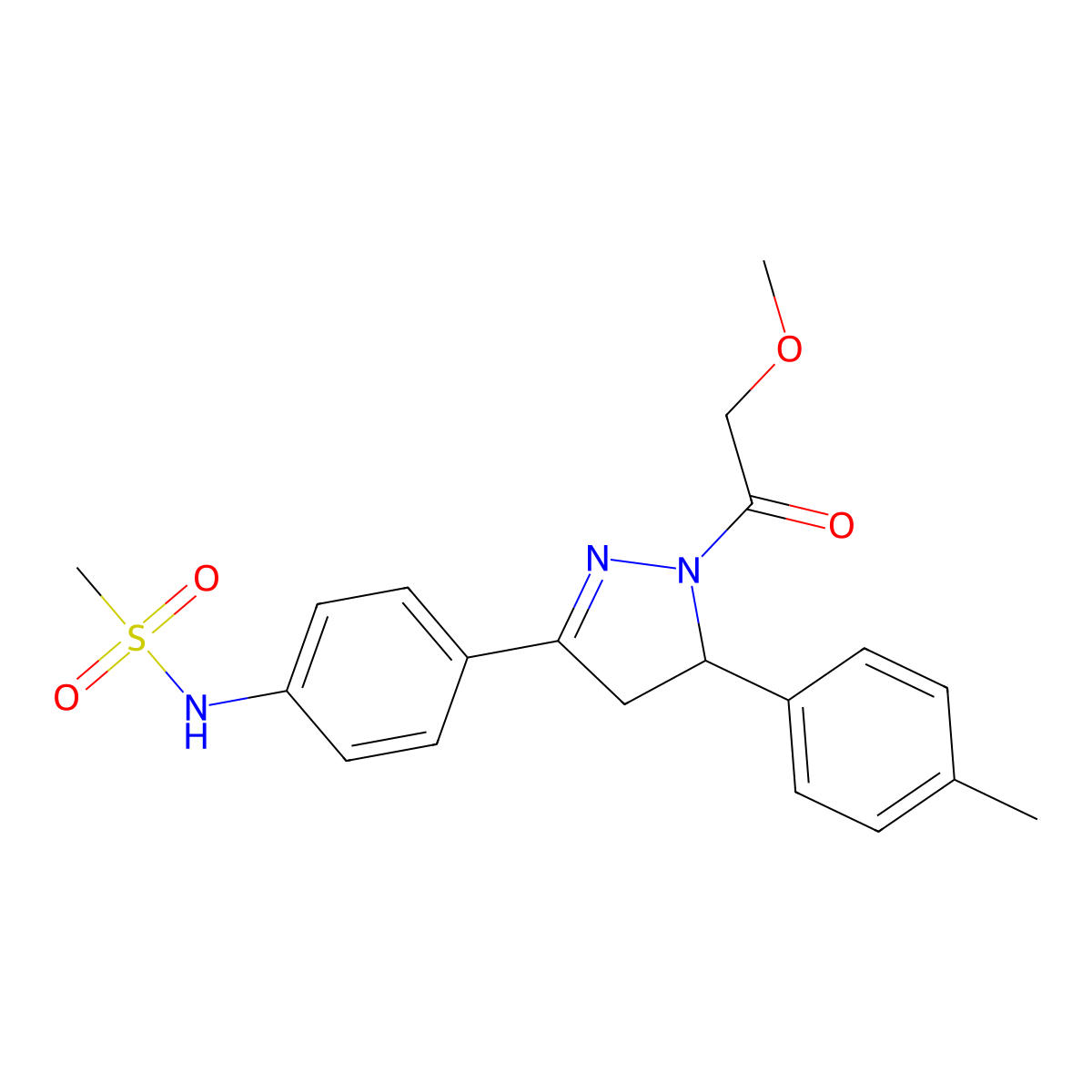 N-(4-(1-(2-methoxyacetyl)-5-(p-tolyl)-4,5-dihydro-1H-pyrazol-3-yl)phenyl)methanesulfonamide molecular structure, CAS 851717-54-9
