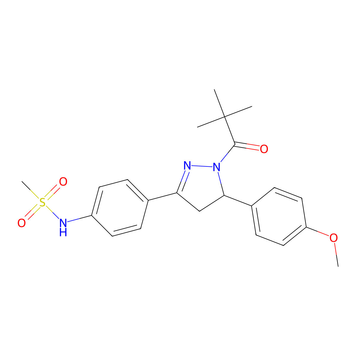 N-(4-(5-(4-methoxyphenyl)-1-pivaloyl-4,5-dihydro-1H-pyrazol-3-yl)phenyl)methanesulfonamide molecular structure, CAS 851717-69-6