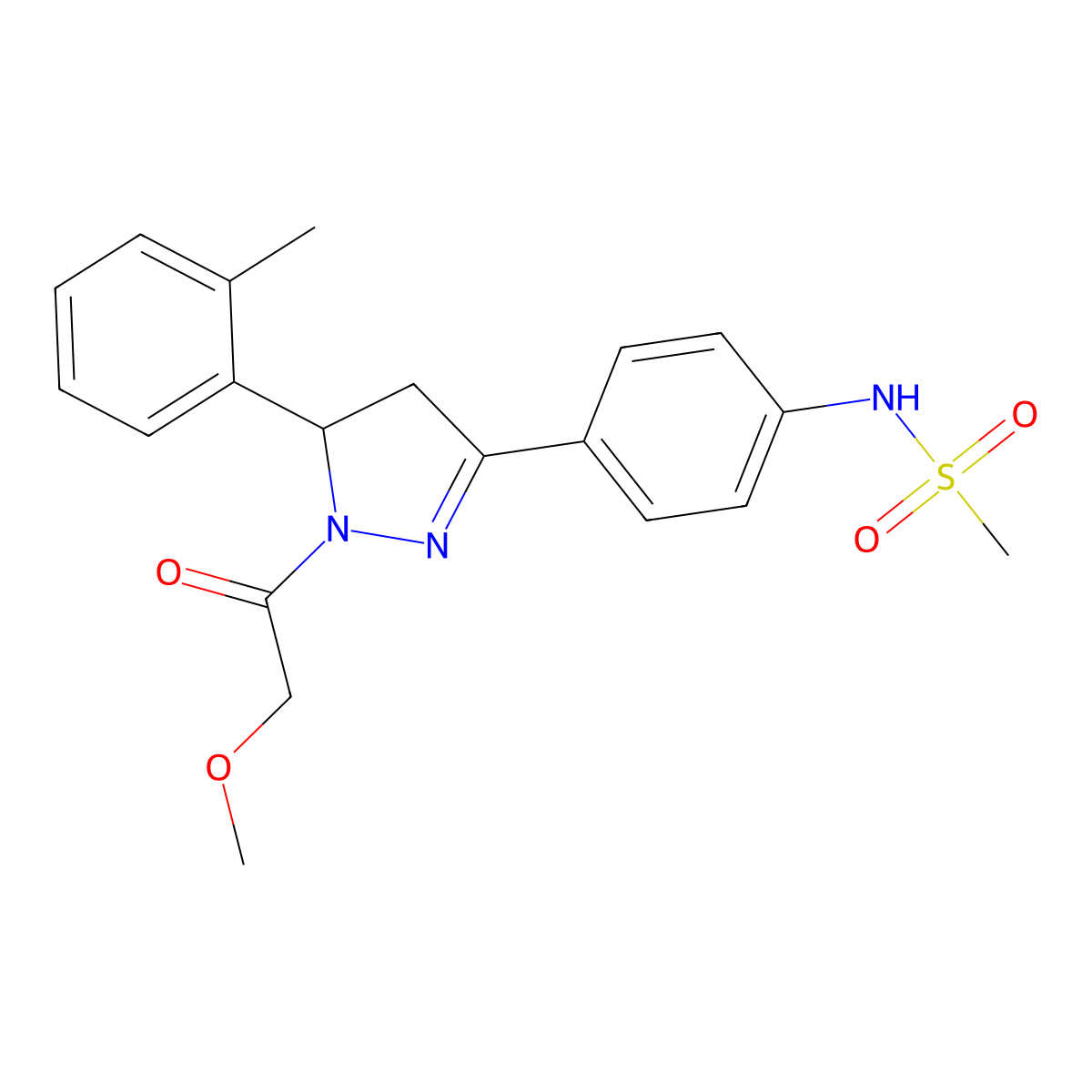 N-{4-[1-(2-methoxyacetyl)-5-(2-methylphenyl)-4,5-dihydro-1H-pyrazol-3-yl]phenyl}methanesulfonamide molecular structure, CAS 851718-19-9
