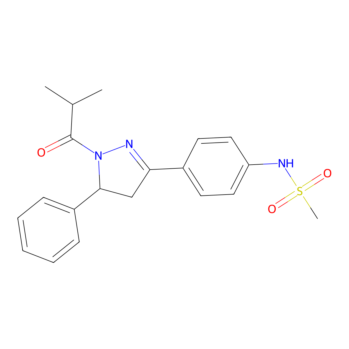 N-(4-(1-isobutyryl-5-phenyl-4,5-dihydro-1H-pyrazol-3-yl)phenyl)methanesulfonamide molecular structure, CAS 851718-39-3