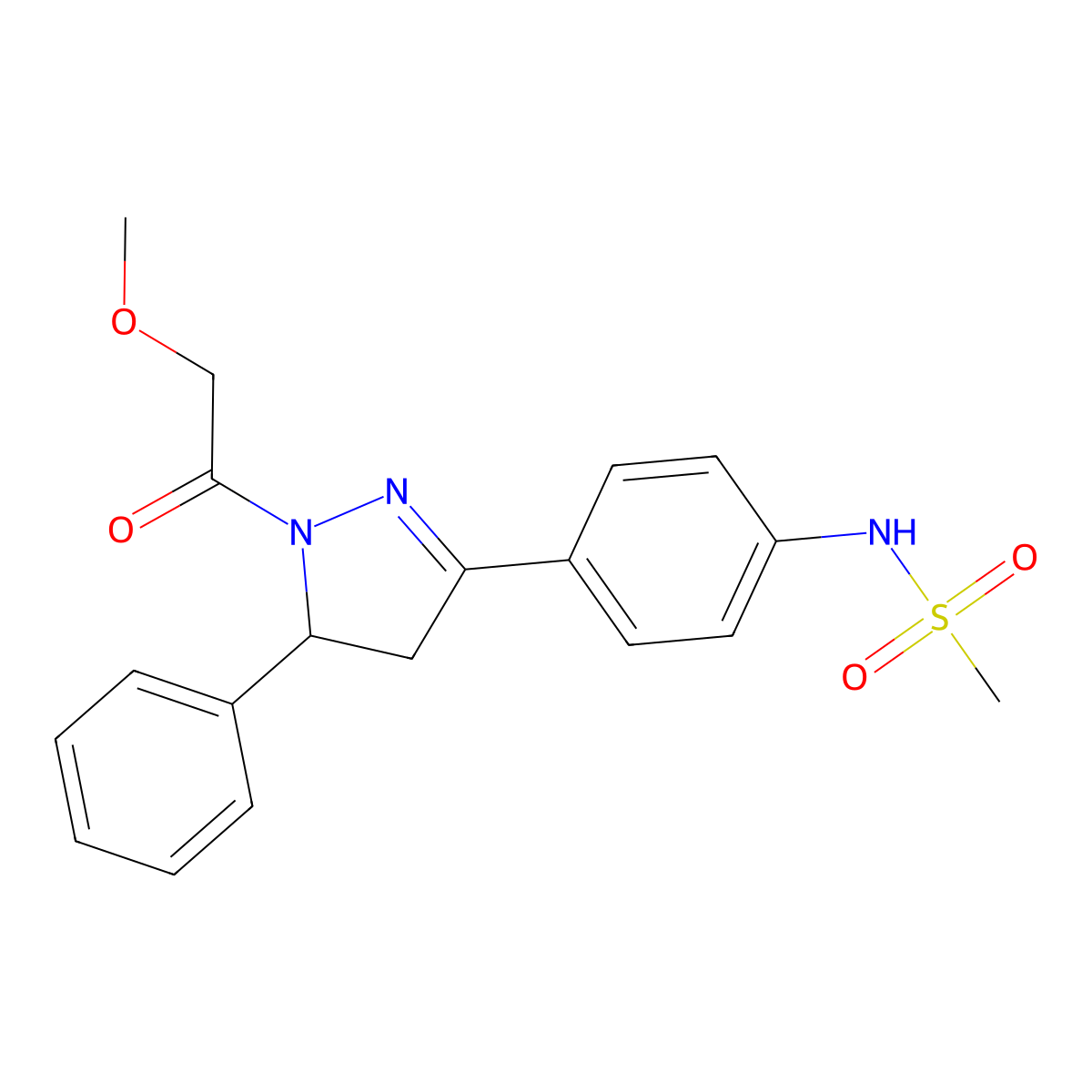 N-{4-[1-(2-methoxyacetyl)-5-phenyl-4,5-dihydro-1H-pyrazol-3-yl]phenyl}methanesulfonamide molecular structure, CAS 851718-44-0