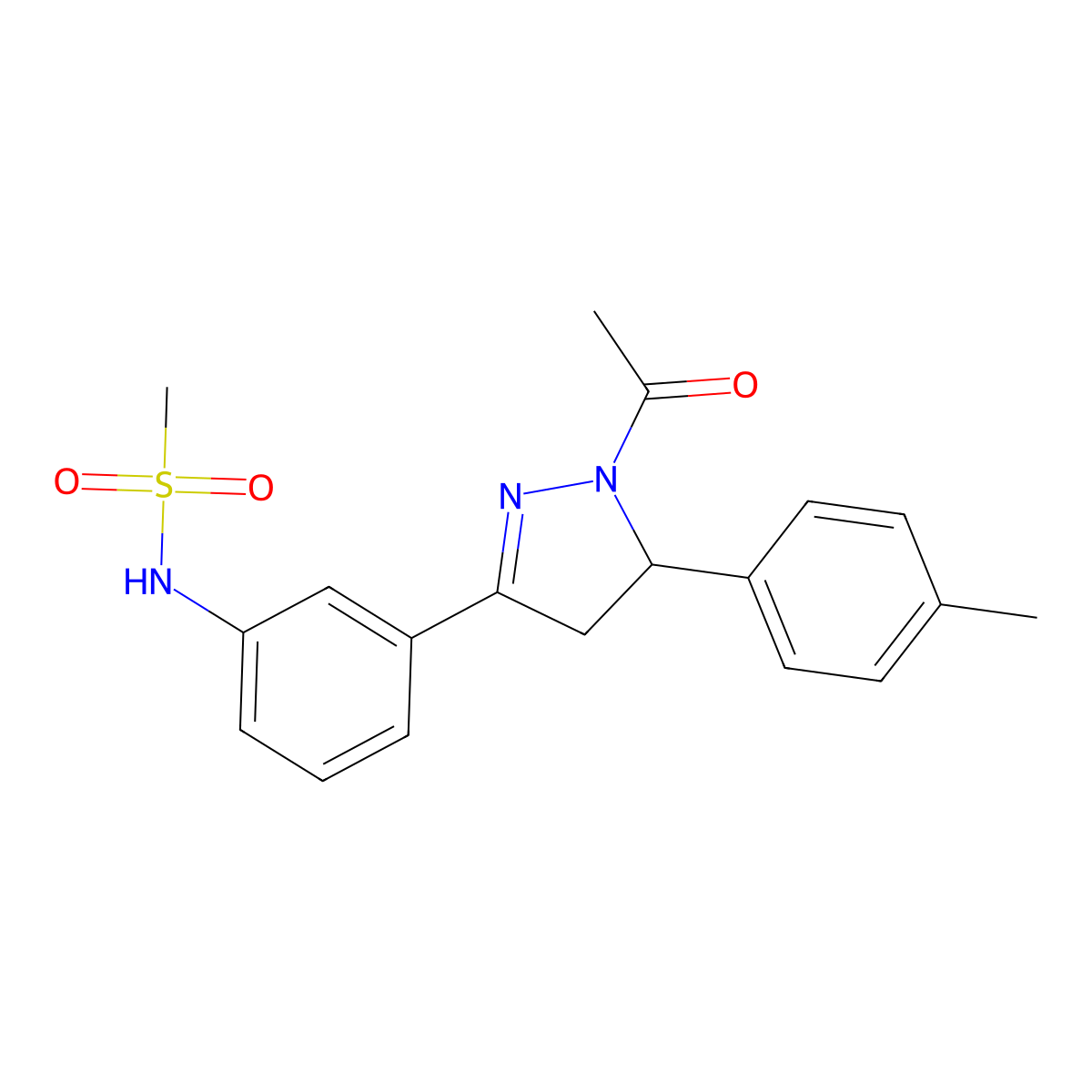 N-(3-(1-acetyl-5-(p-tolyl)-4,5-dihydro-1H-pyrazol-3-yl)phenyl)methanesulfonamide molecular structure, CAS 851718-50-8