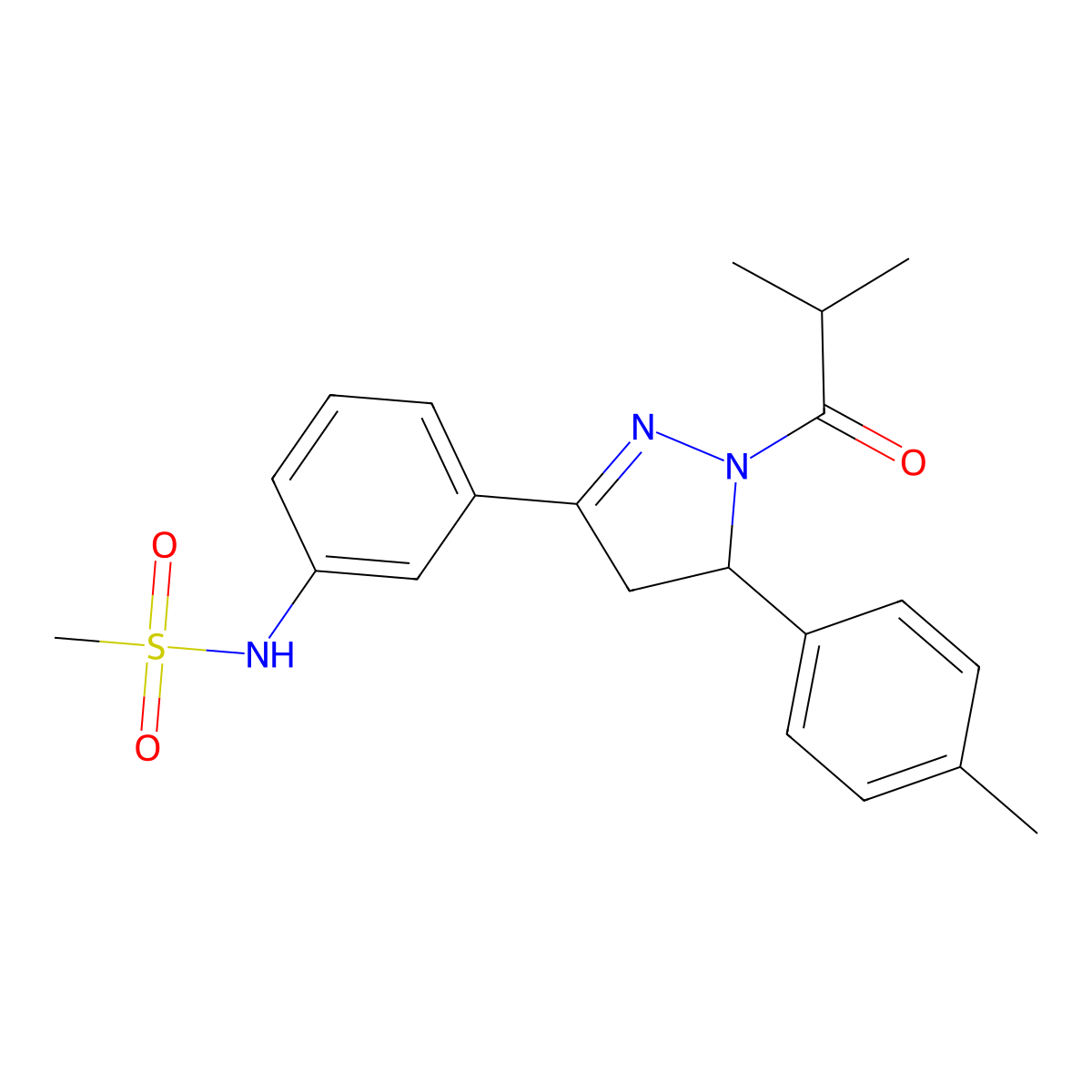 N-(3-(1-isobutyryl-5-(p-tolyl)-4,5-dihydro-1H-pyrazol-3-yl)phenyl)methanesulfonamide molecular structure, CAS 851718-51-9