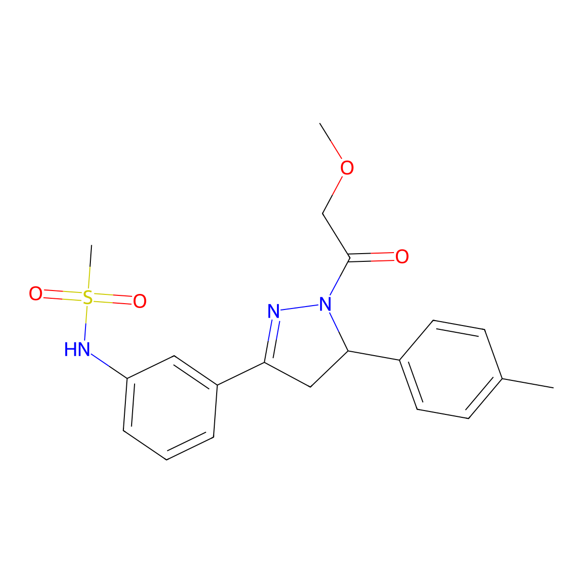 N-(3-(1-(2-methoxyacetyl)-5-(p-tolyl)-4,5-dihydro-1H-pyrazol-3-yl)phenyl)methanesulfonamide molecular structure, CAS 851718-57-5
