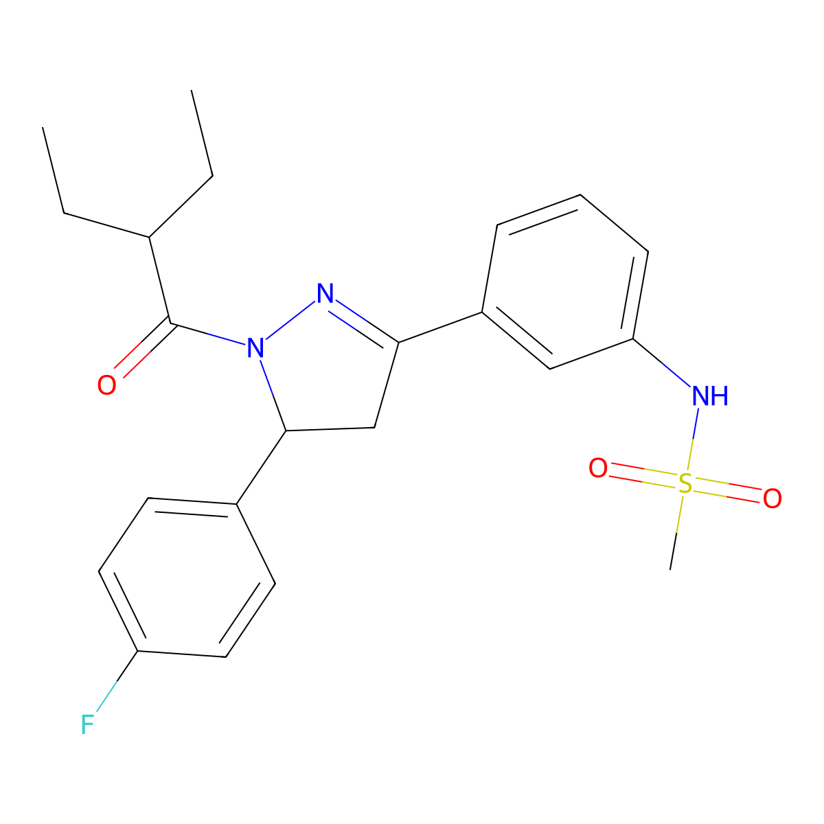 N-(3-(1-(2-ethylbutanoyl)-5-(4-fluorophenyl)-4,5-dihydro-1H-pyrazol-3-yl)phenyl)methanesulfonamide molecular structure, CAS 851718-62-2