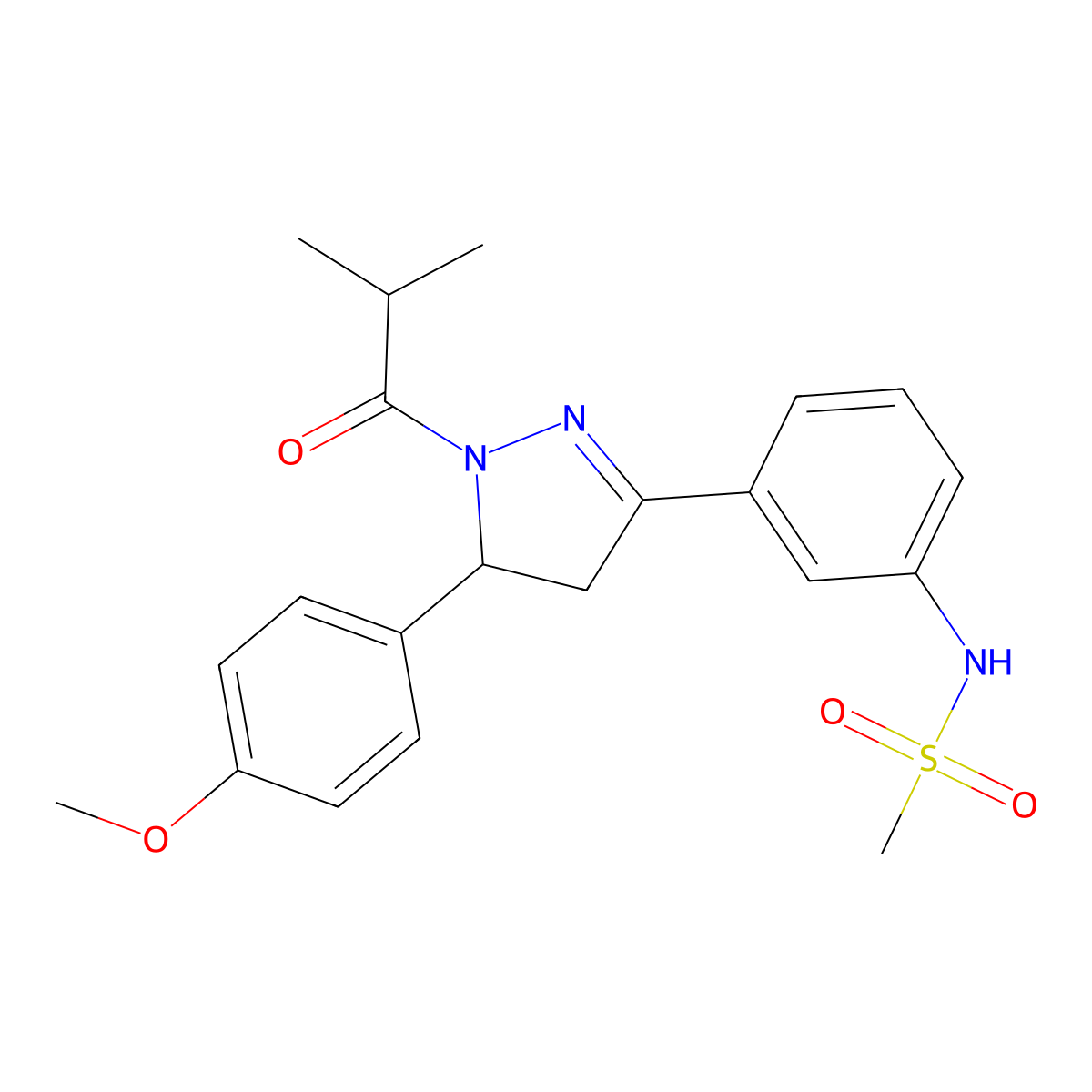N-(3-(1-isobutyryl-5-(4-methoxyphenyl)-4,5-dihydro-1H-pyrazol-3-yl)phenyl)methanesulfonamide molecular structure, CAS 851718-72-4
