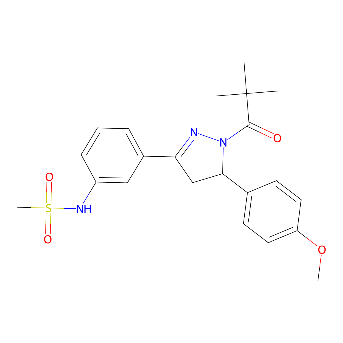 N-(3-(5-(4-methoxyphenyl)-1-pivaloyl-4,5-dihydro-1H-pyrazol-3-yl)phenyl)methanesulfonamide molecular structure, CAS 851718-75-7