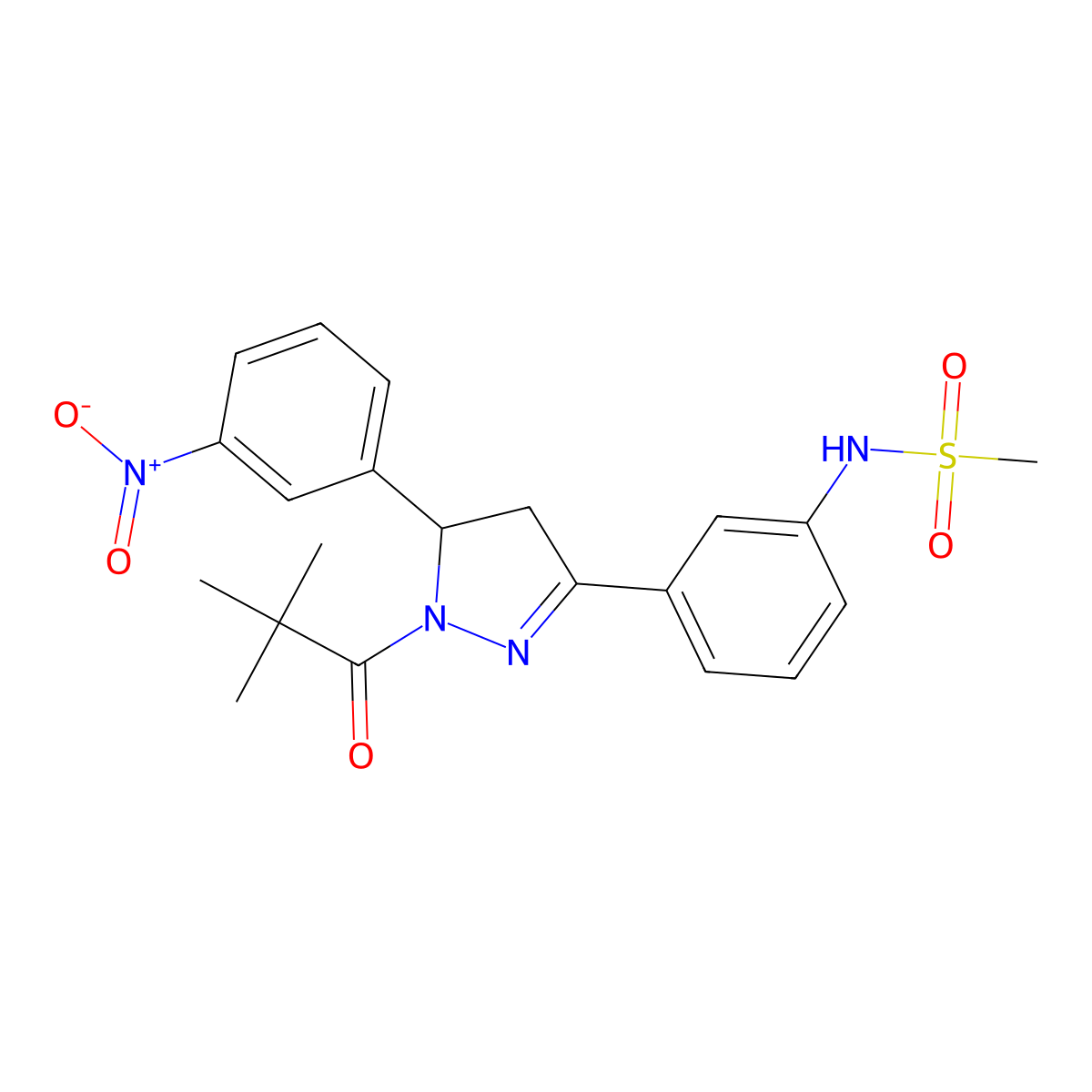 N-(3-(5-(3-nitrophenyl)-1-pivaloyl-4,5-dihydro-1H-pyrazol-3-yl)phenyl)methanesulfonamide molecular structure, CAS 851719-04-5