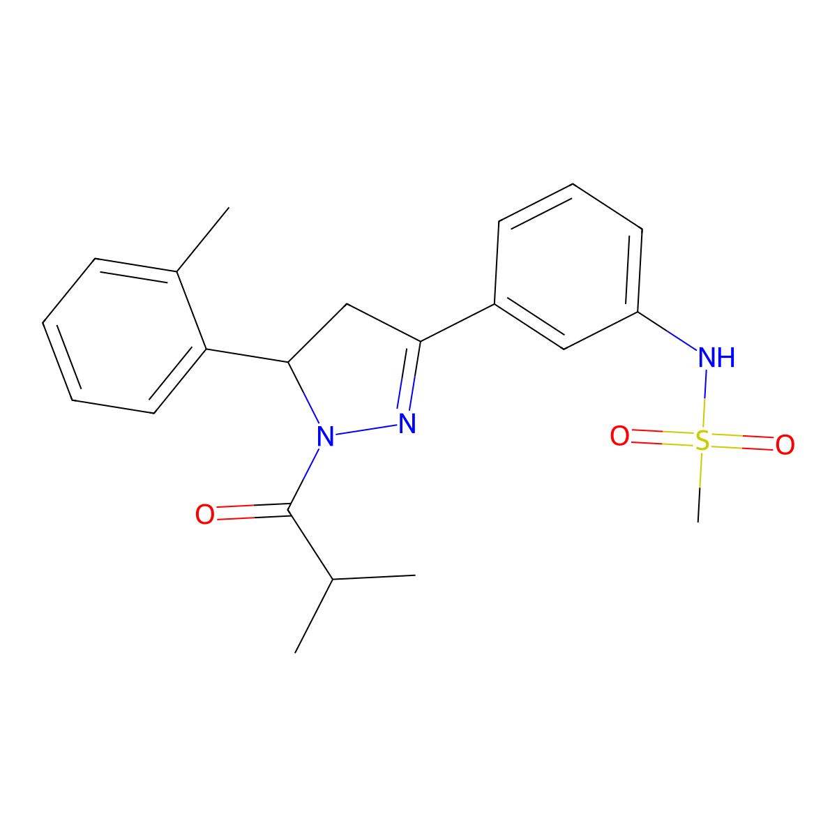 N-{3-[5-(2-methylphenyl)-1-(2-methylpropanoyl)-4,5-dihydro-1H-pyrazol-3-yl]phenyl}methanesulfonamide molecular structure, CAS 851719-26-1