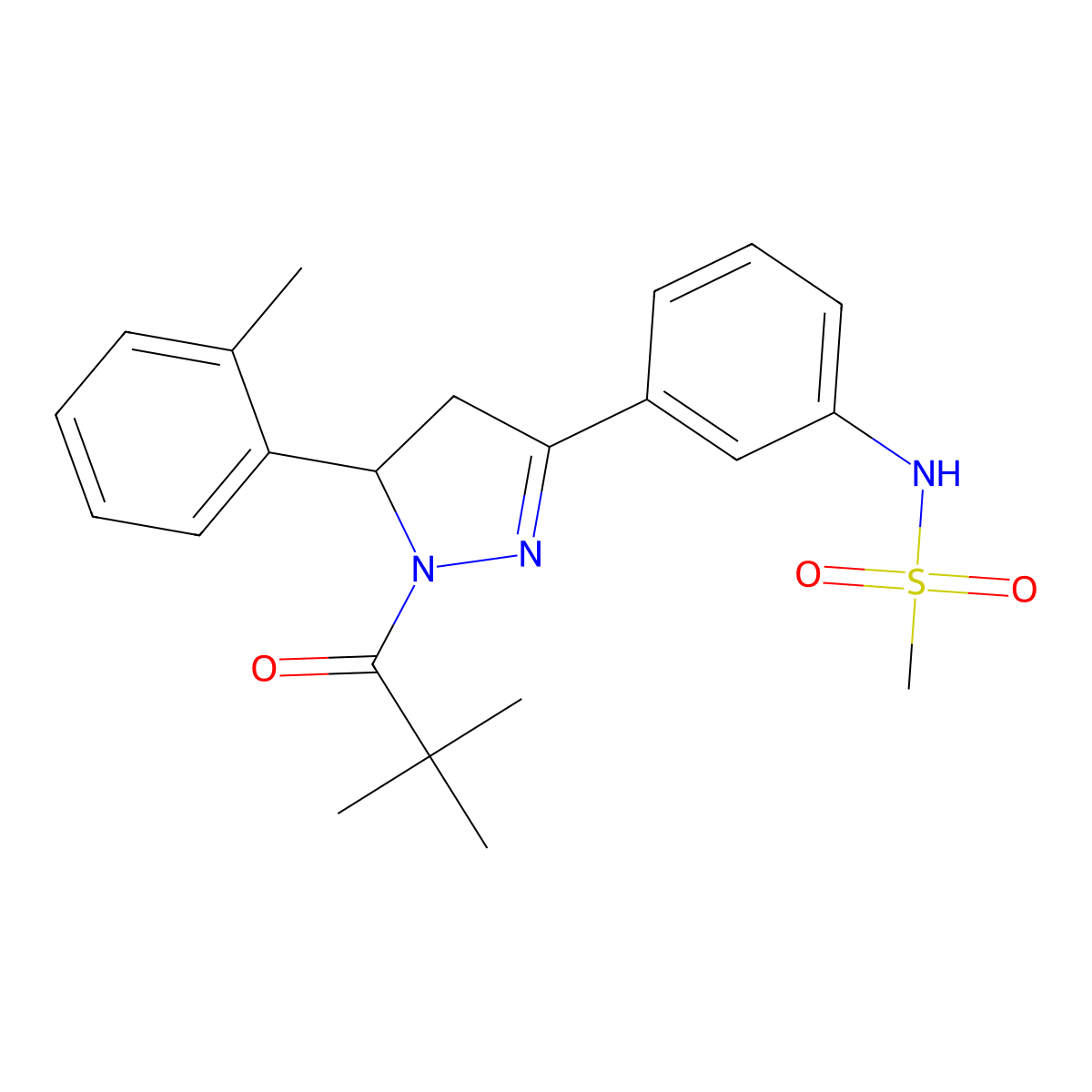 N-(3-(1-pivaloyl-5-(o-tolyl)-4,5-dihydro-1H-pyrazol-3-yl)phenyl)methanesulfonamide molecular structure, CAS 851719-30-7