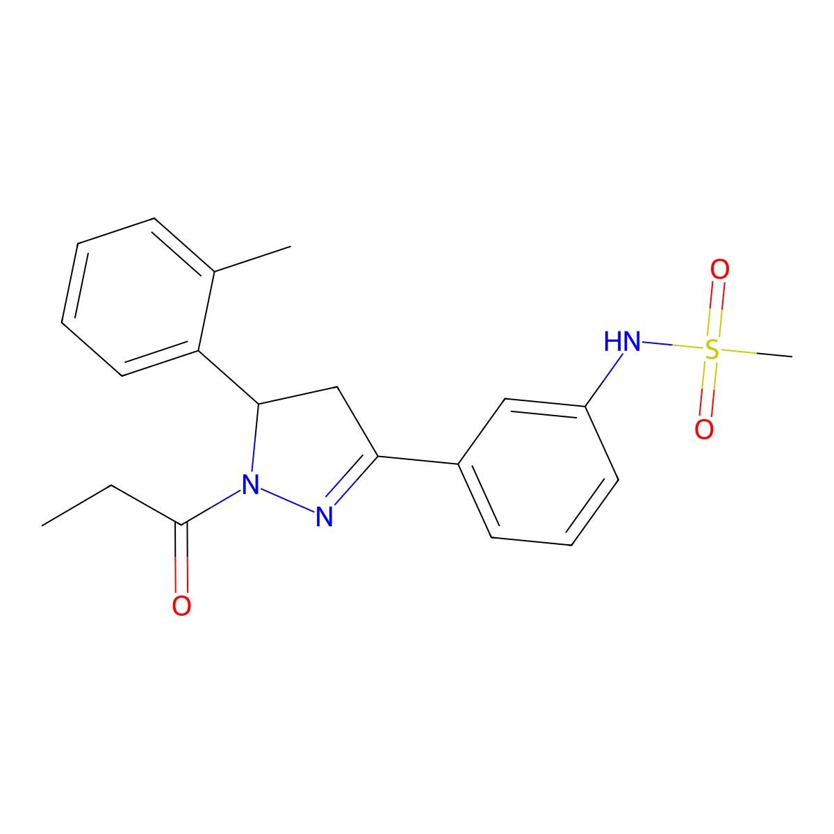 N-(3-(1-propionyl-5-(o-tolyl)-4,5-dihydro-1H-pyrazol-3-yl)phenyl)methanesulfonamide molecular structure, CAS 851719-31-8