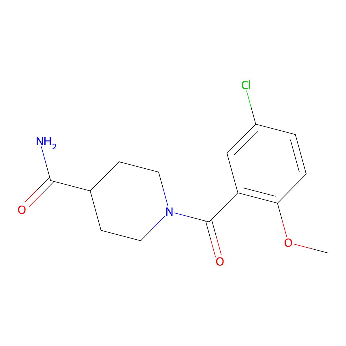 1-(5-Chloro-2-methoxybenzoyl)piperidine-4-carboxamide molecular structure, CAS 851719-87-4
