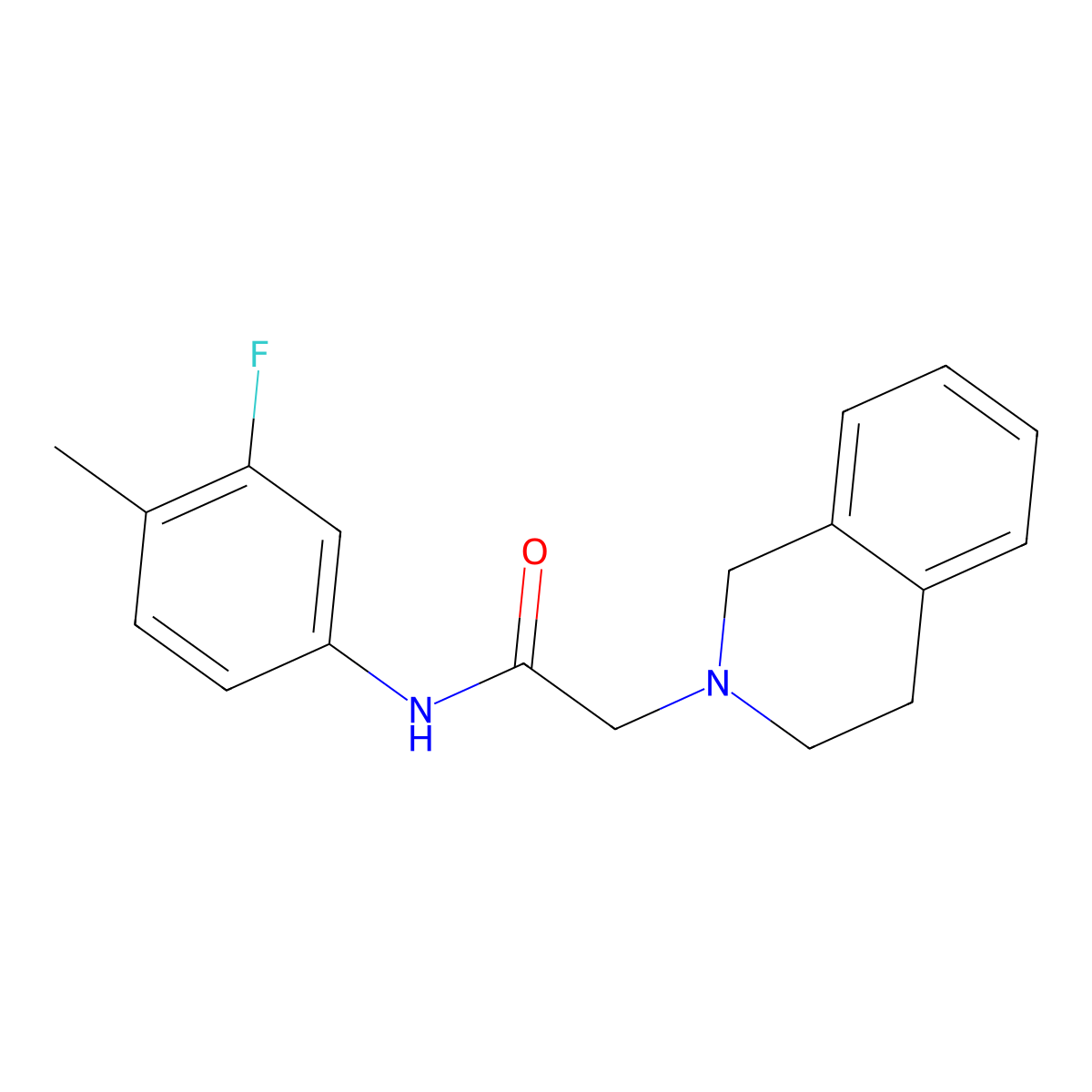 2-(3,4-dihydro-1H-isoquinolin-2-yl)-N-(3-fluoro-4-methylphenyl)acetamide molecular structure, CAS 851721-52-3