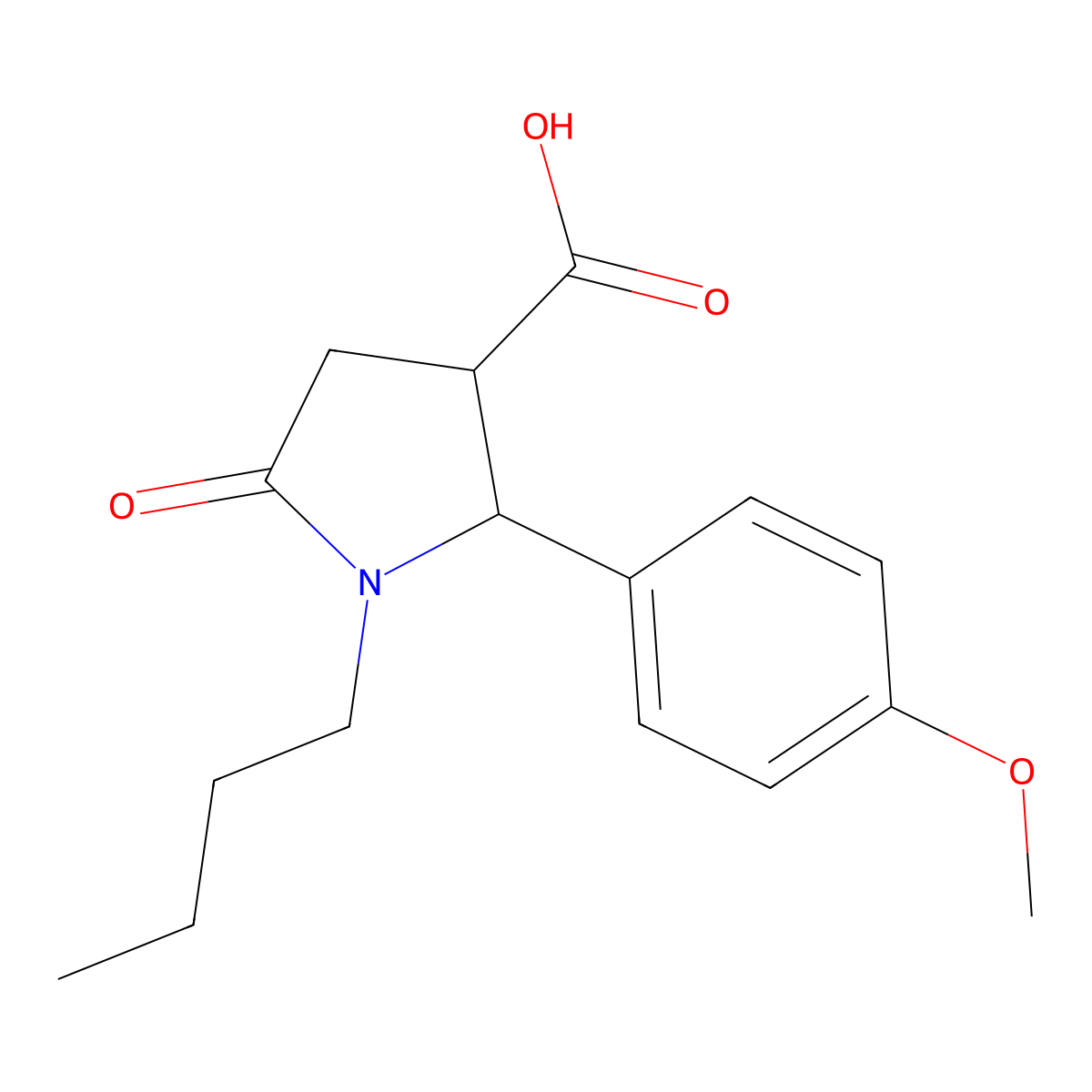 1-Butyl-2-(4-methoxyphenyl)-5-oxopyrrolidine-3-carboxylic acid molecular structure, CAS 851721-82-9