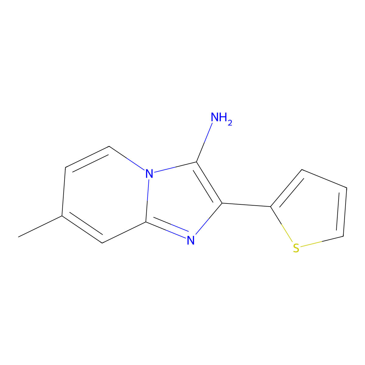 7-Methyl-2-(thiophen-2-yl)imidazo[1,2-a]pyridin-3-amine molecular structure, CAS 851721-87-4