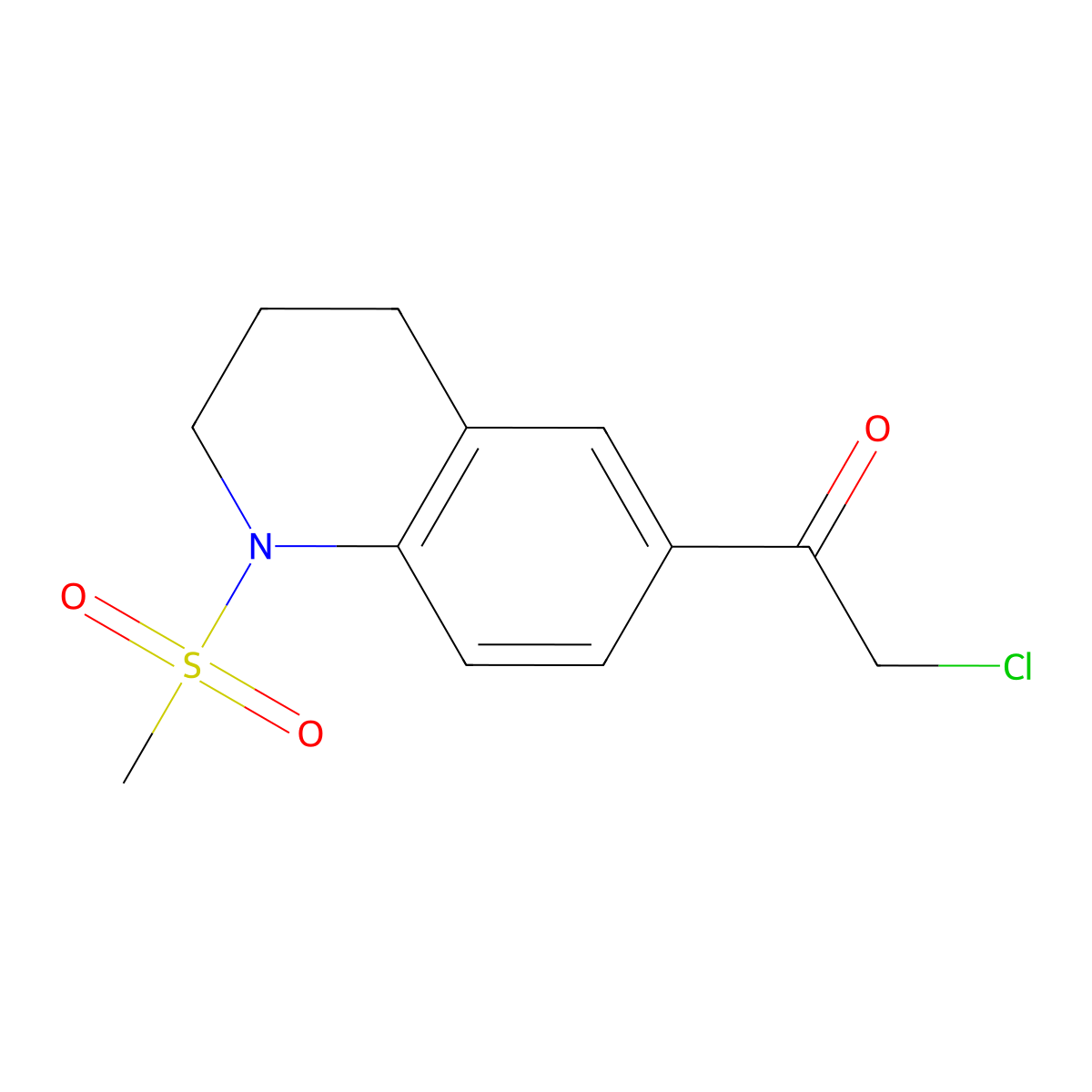 2-Chloro-1-(1-methanesulfonyl-1,2,3,4-tetrahydroquinolin-6-yl)ethan-1-one molecular structure, CAS 851721-90-9