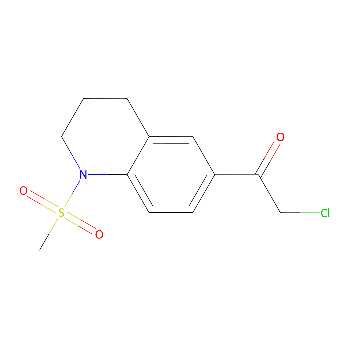 2-Chloro-1-(1-methanesulfonyl-1,2,3,4-tetrahydroquinolin-6-yl)ethan-1-one molecular structure, CAS 851721-90-9